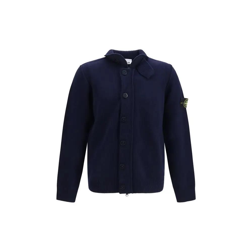 Stone Island Blue Cotton Cardigan