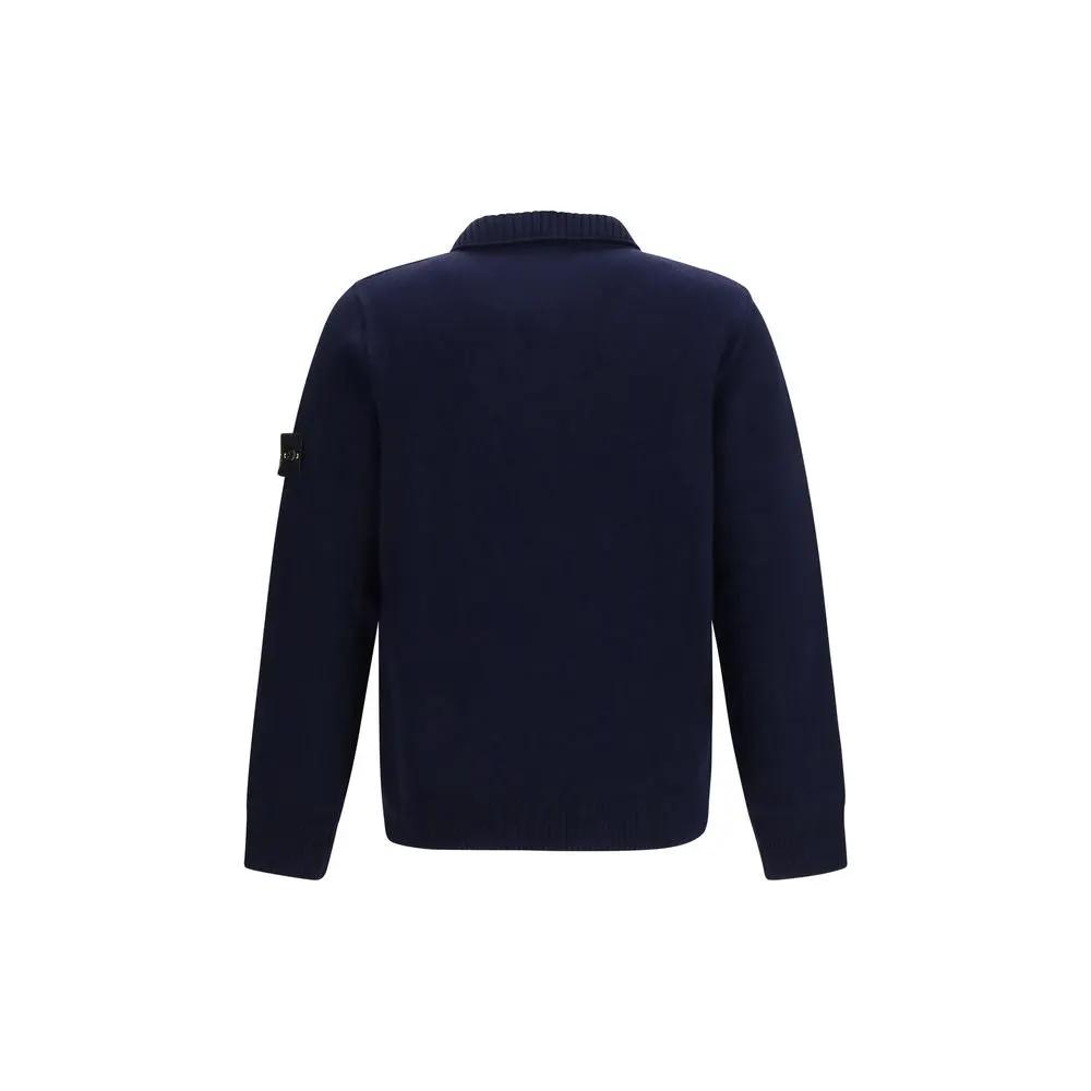 Stone Island Blue Cotton Cardigan