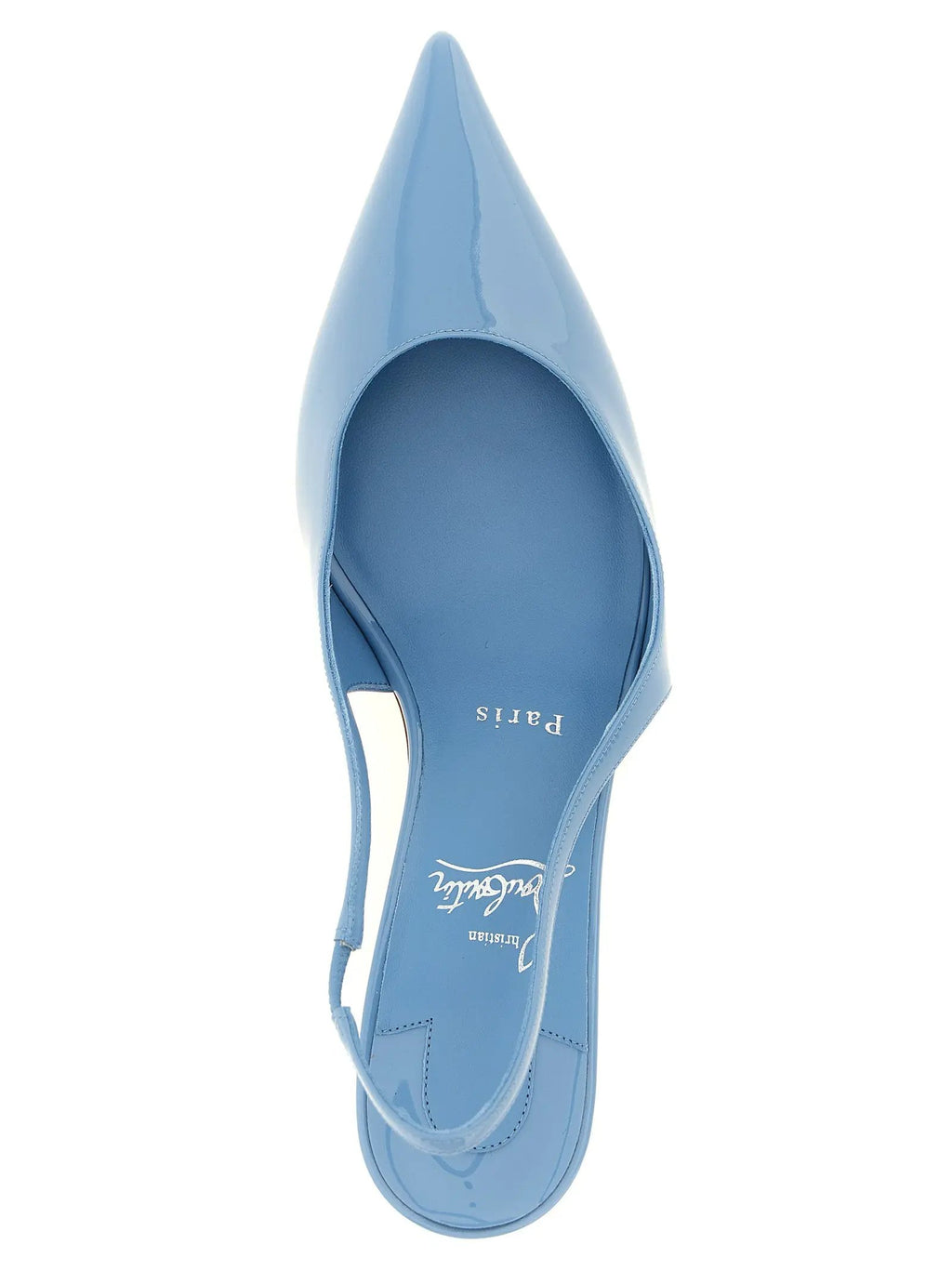 Christian Louboutin Blue Calfskin Mid Heel Pumps