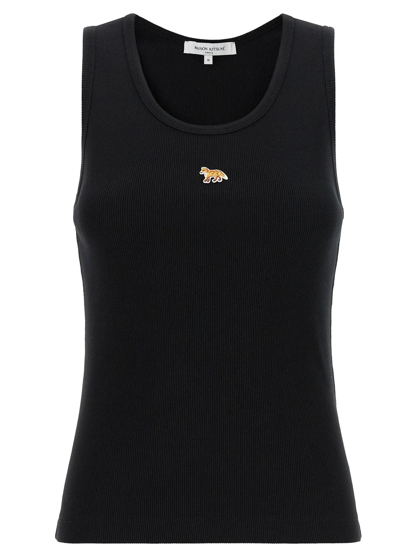 Maison Kitsuné Black Cotton Sleeveles T-Shirt