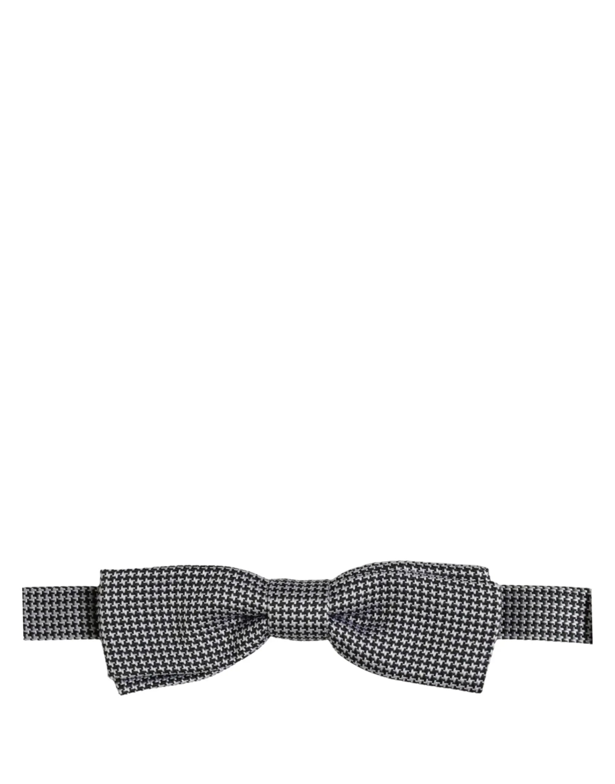Nœud papillon réglable Dolce & Gabbana en pied-de-poule noir et blanc