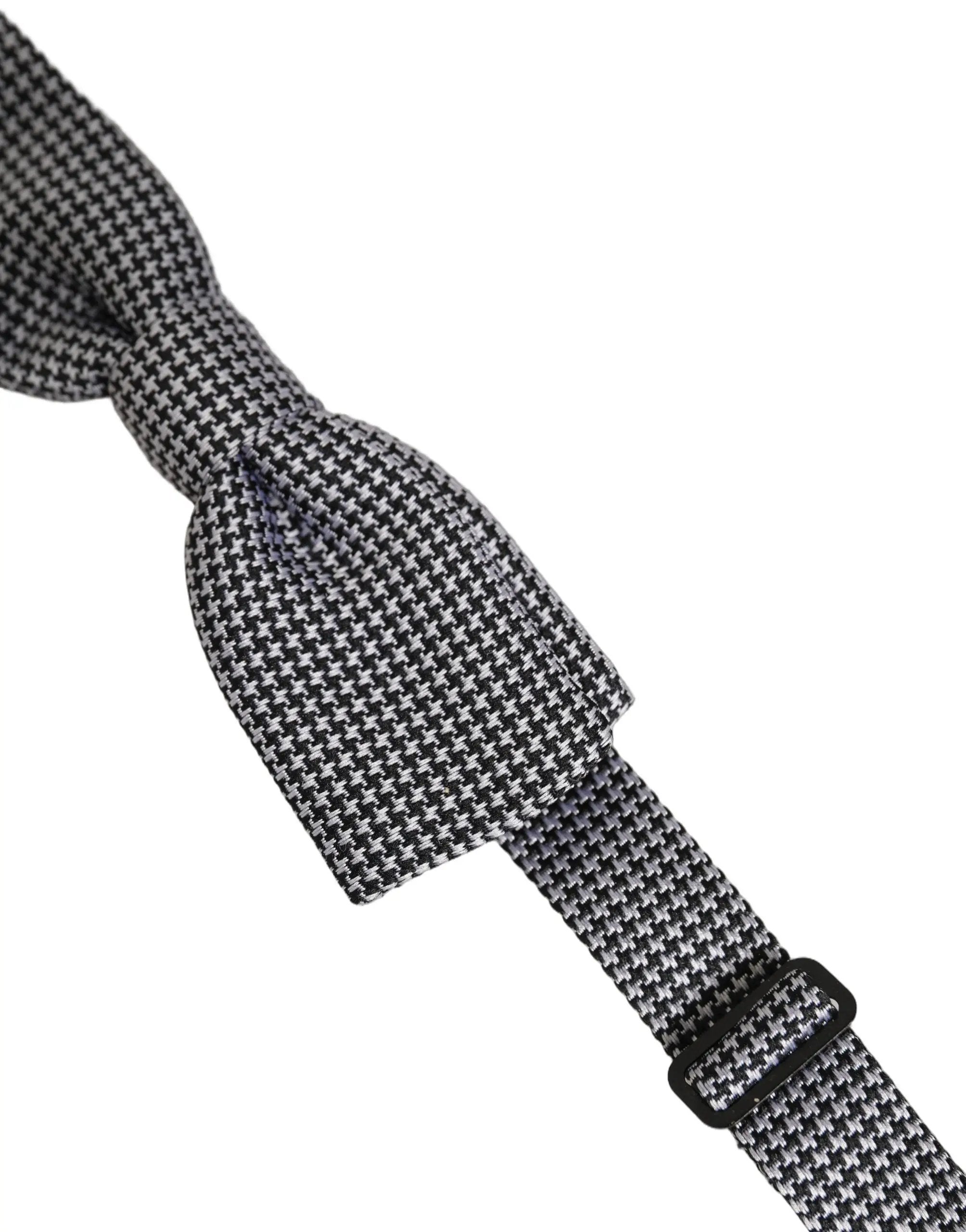 Nœud papillon réglable Dolce & Gabbana en pied-de-poule noir et blanc