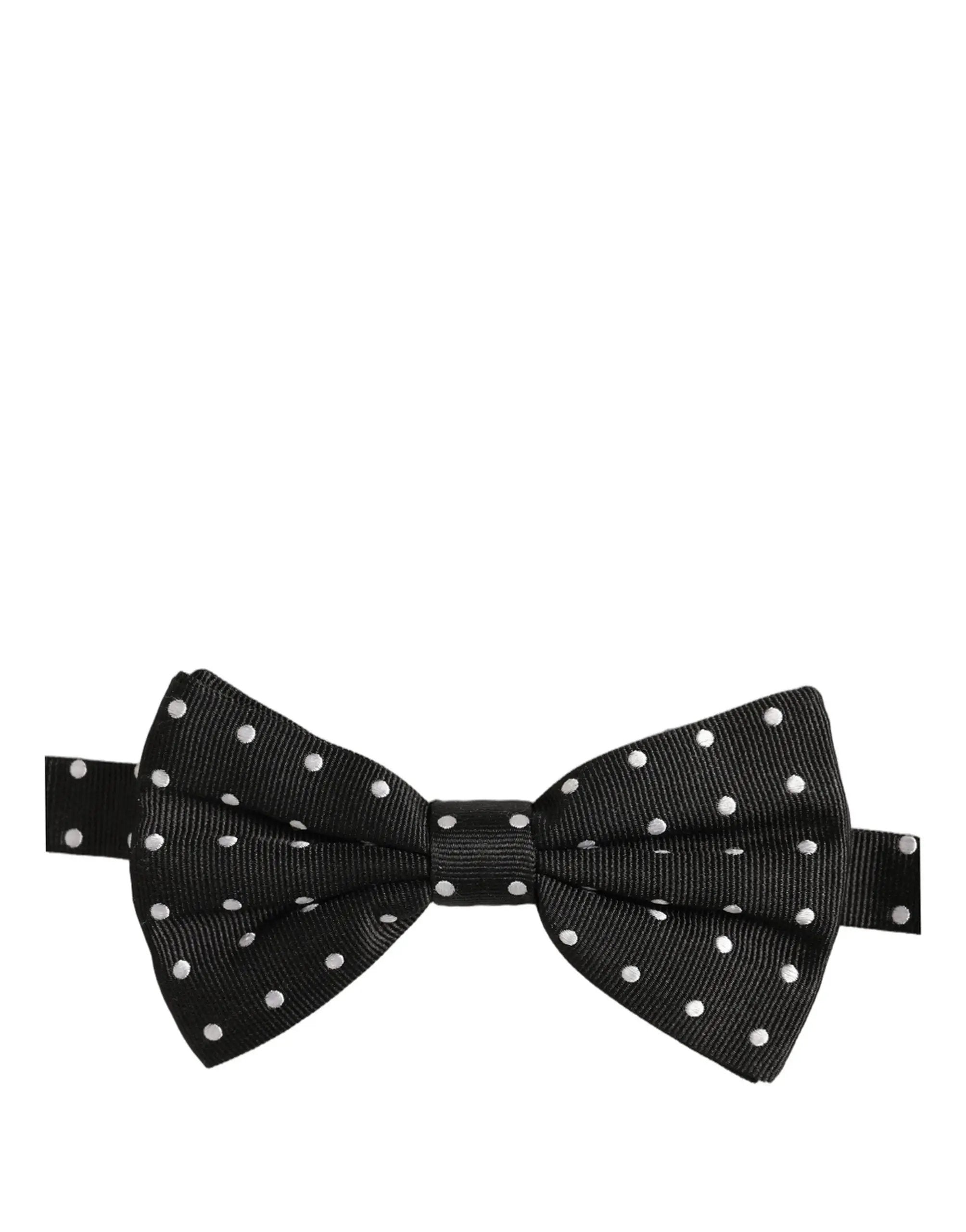Nœud papillon Dolce &amp; Gabbana à pois noirs et blancs, ajustable.