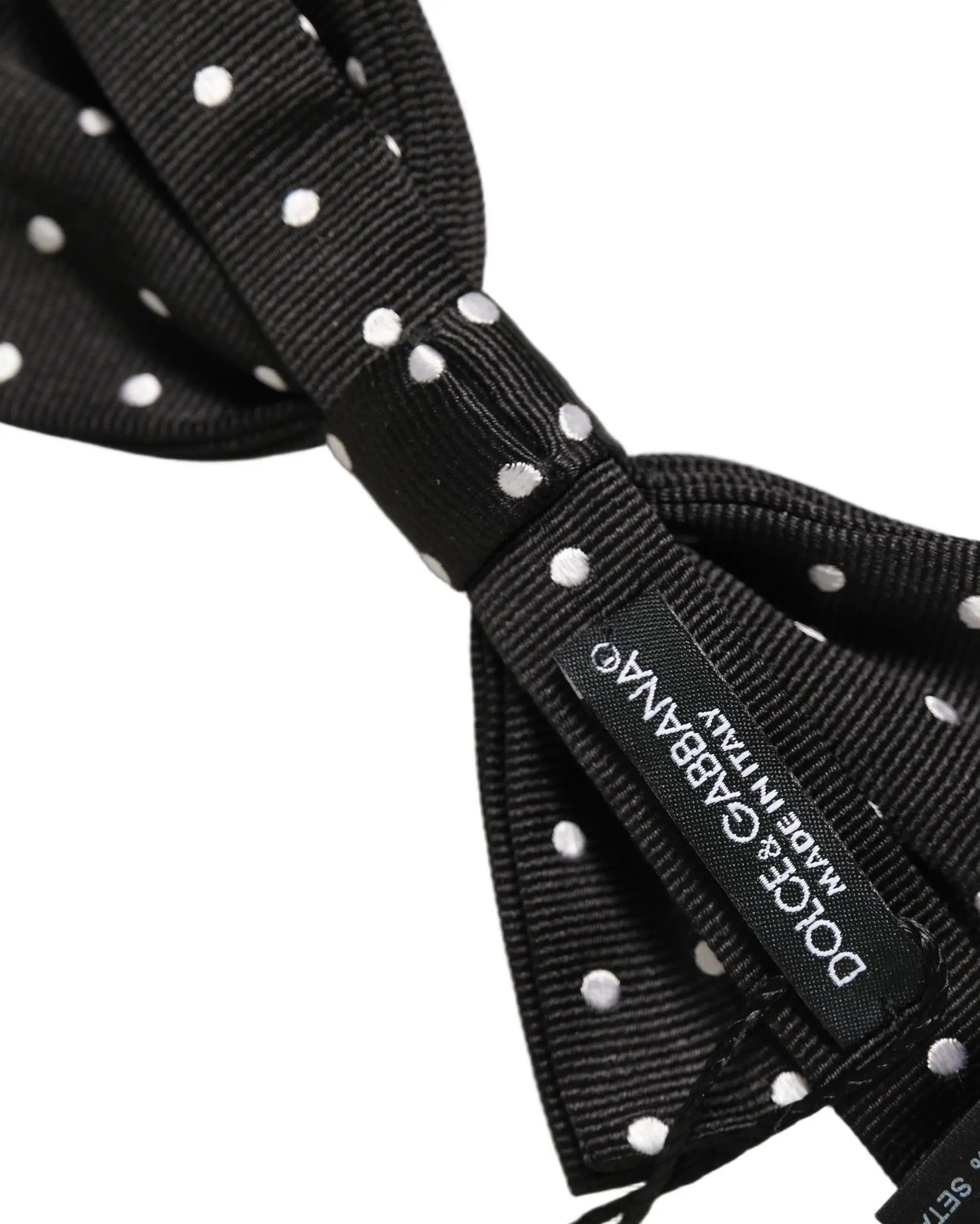 Nœud papillon Dolce &amp; Gabbana à pois noirs et blancs, ajustable.