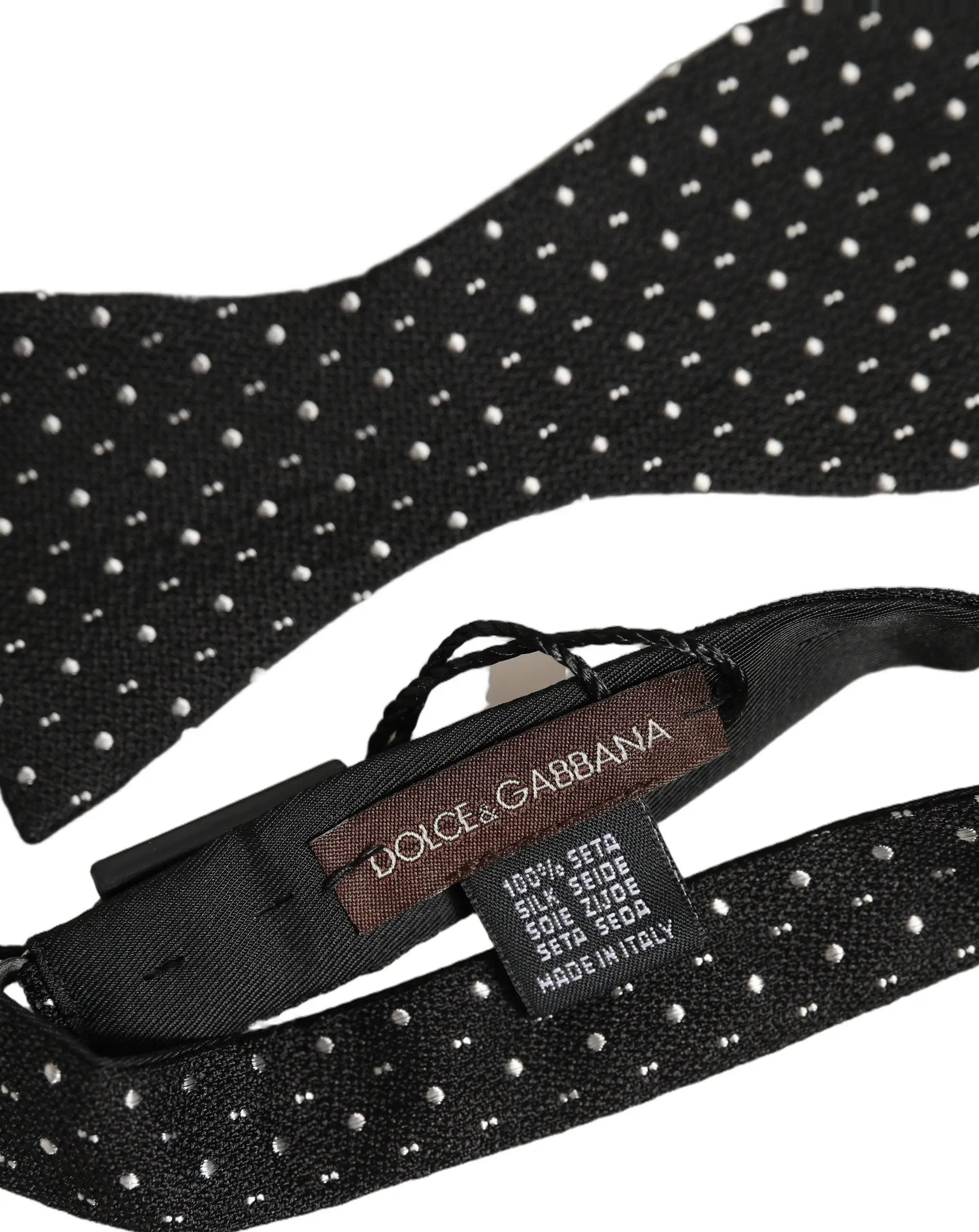 Nœud papillon Dolce &amp; Gabbana à pois noirs et blancs, ajustable.