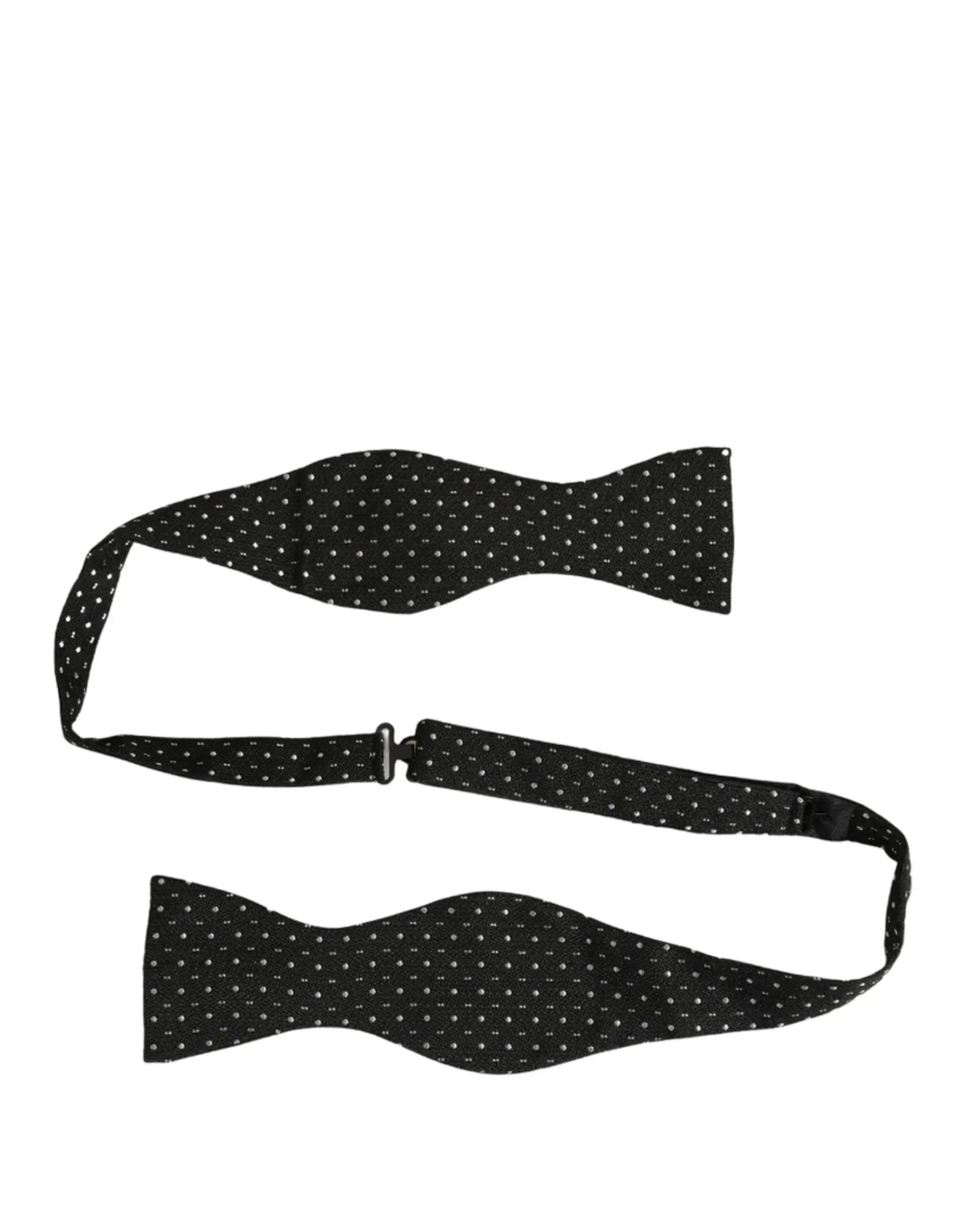 Nœud papillon Dolce &amp; Gabbana à pois noirs et blancs, ajustable.