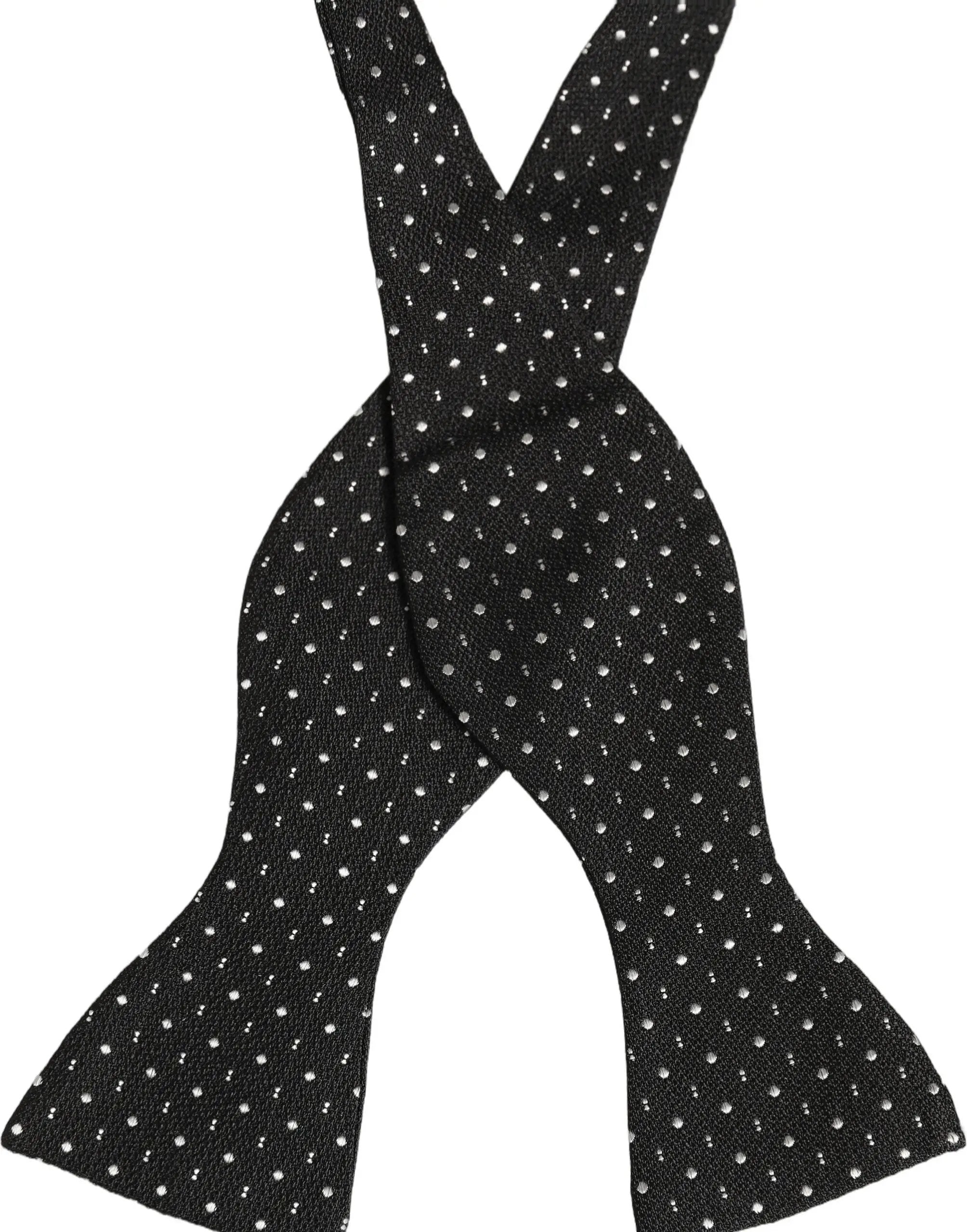Nœud papillon Dolce &amp; Gabbana à pois noirs et blancs, ajustable.