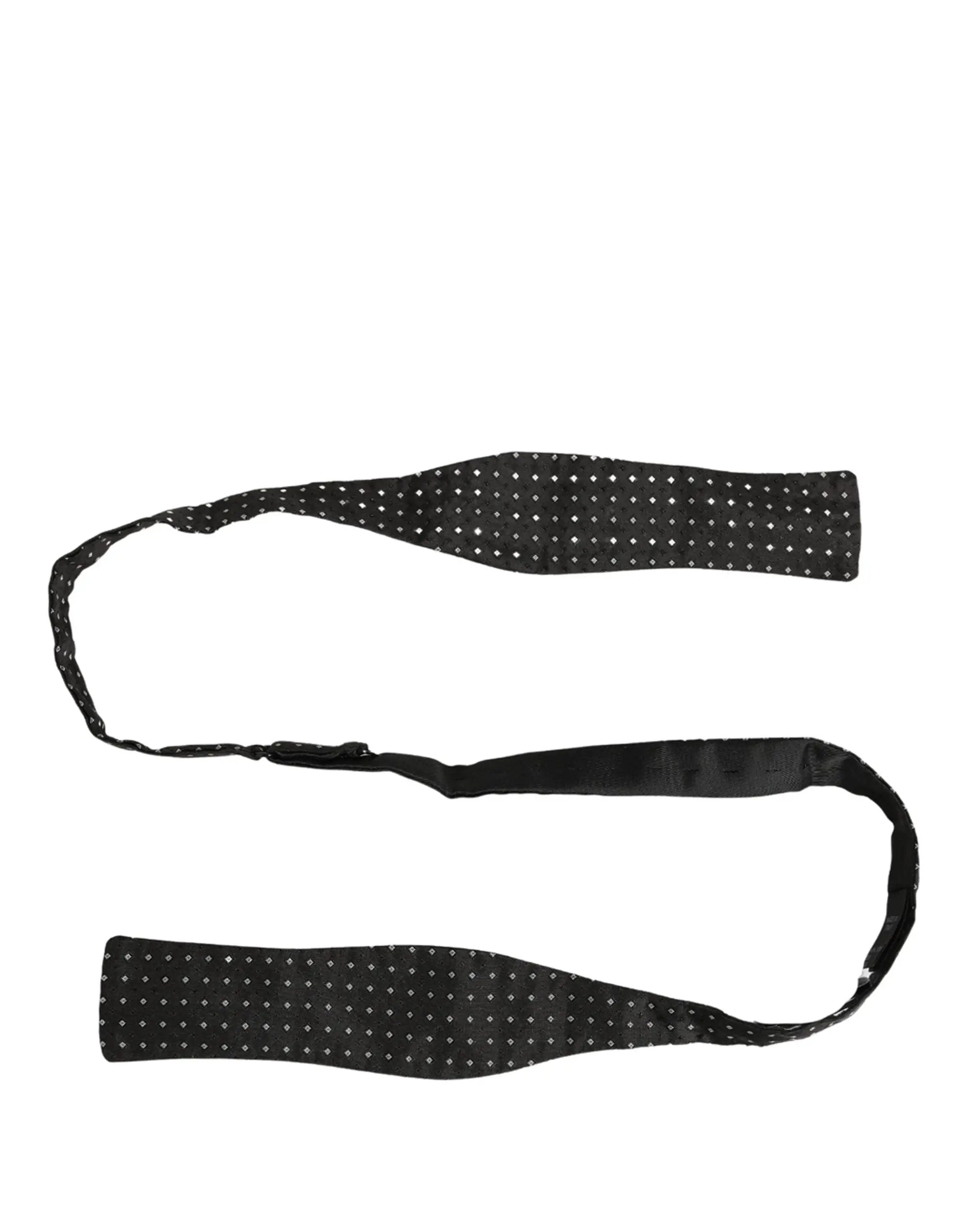 Nœud papillon Dolce &amp; Gabbana à pois noirs et blancs, ajustable.