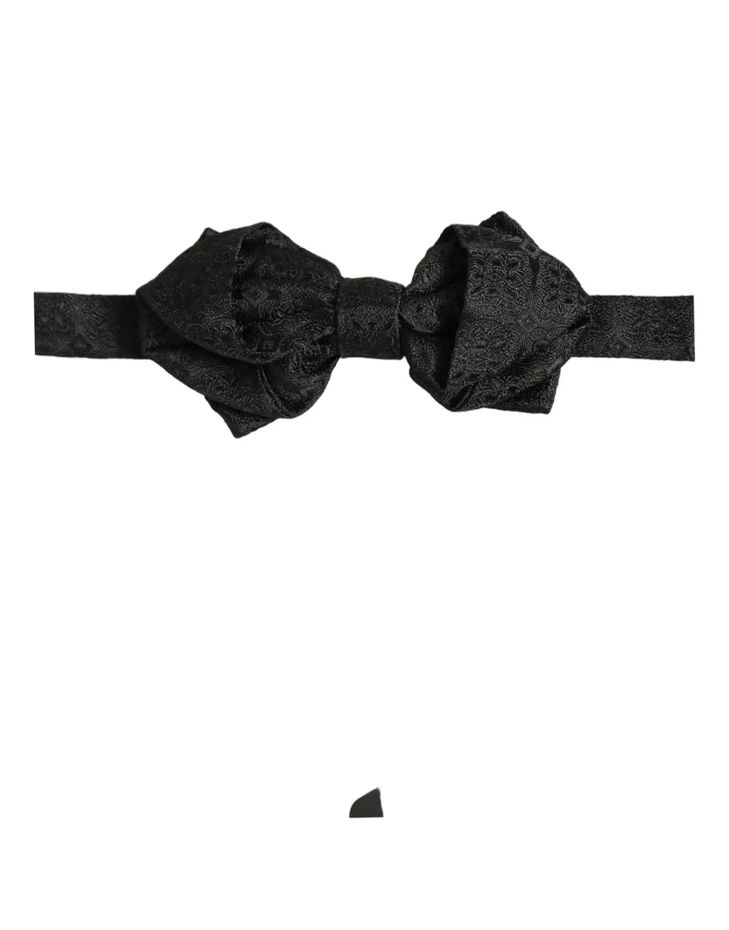 Dolce & Gabbana Men Black Paisley Silk Adjustable Neck Papillon Bow Tie