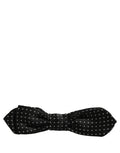 Dolce & Gabbana Black White Polka Dot Adjustable Neck Papillon Bow Tie