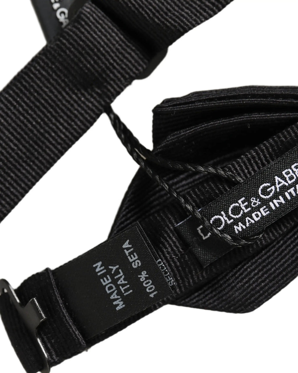 Dolce & Gabbana Men Black 100% Silk Adjustable Neck Papillon Bow Tie
