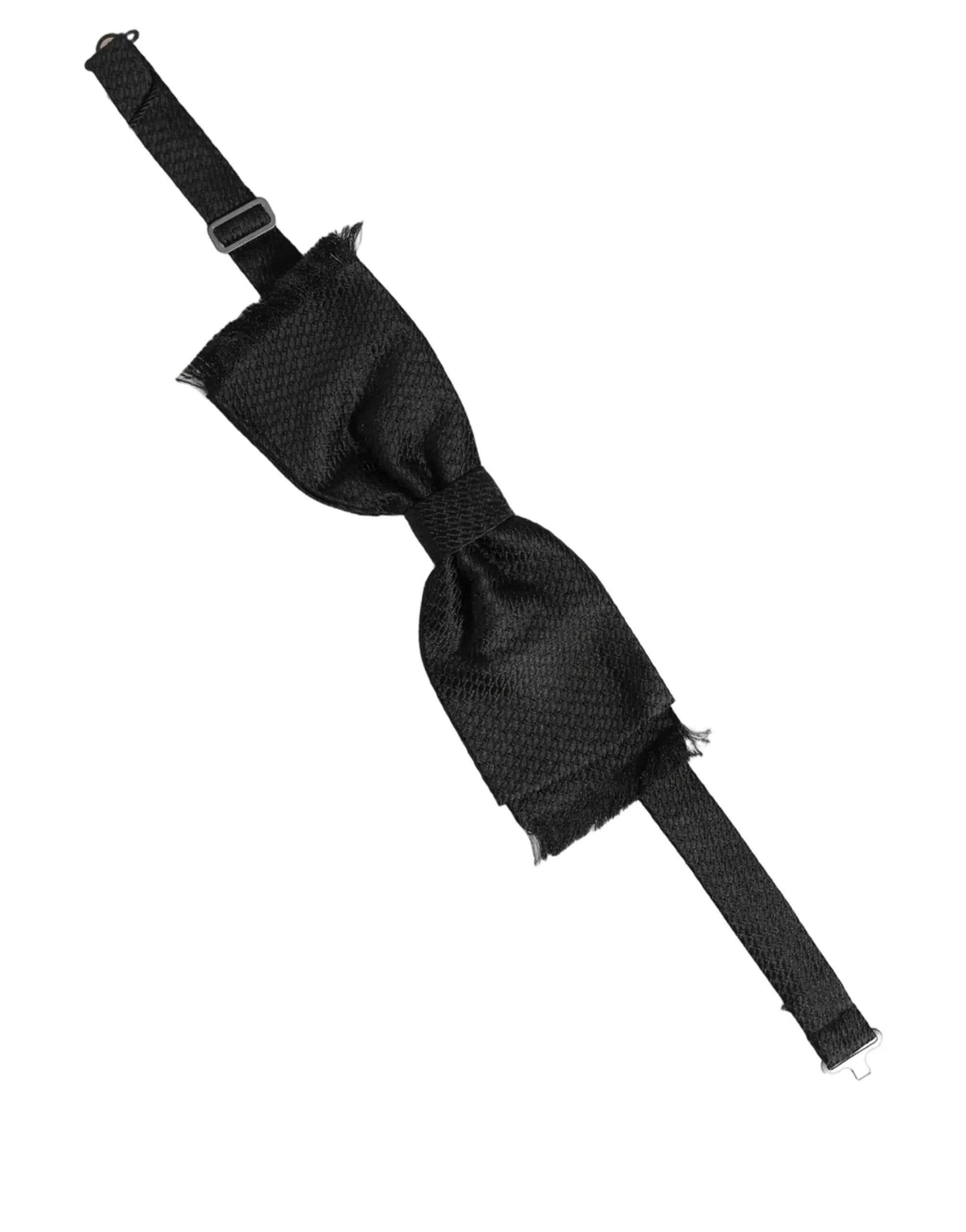 Dolce & Gabbana Homme Noir 100% Soie Nœud Papillon Réglable