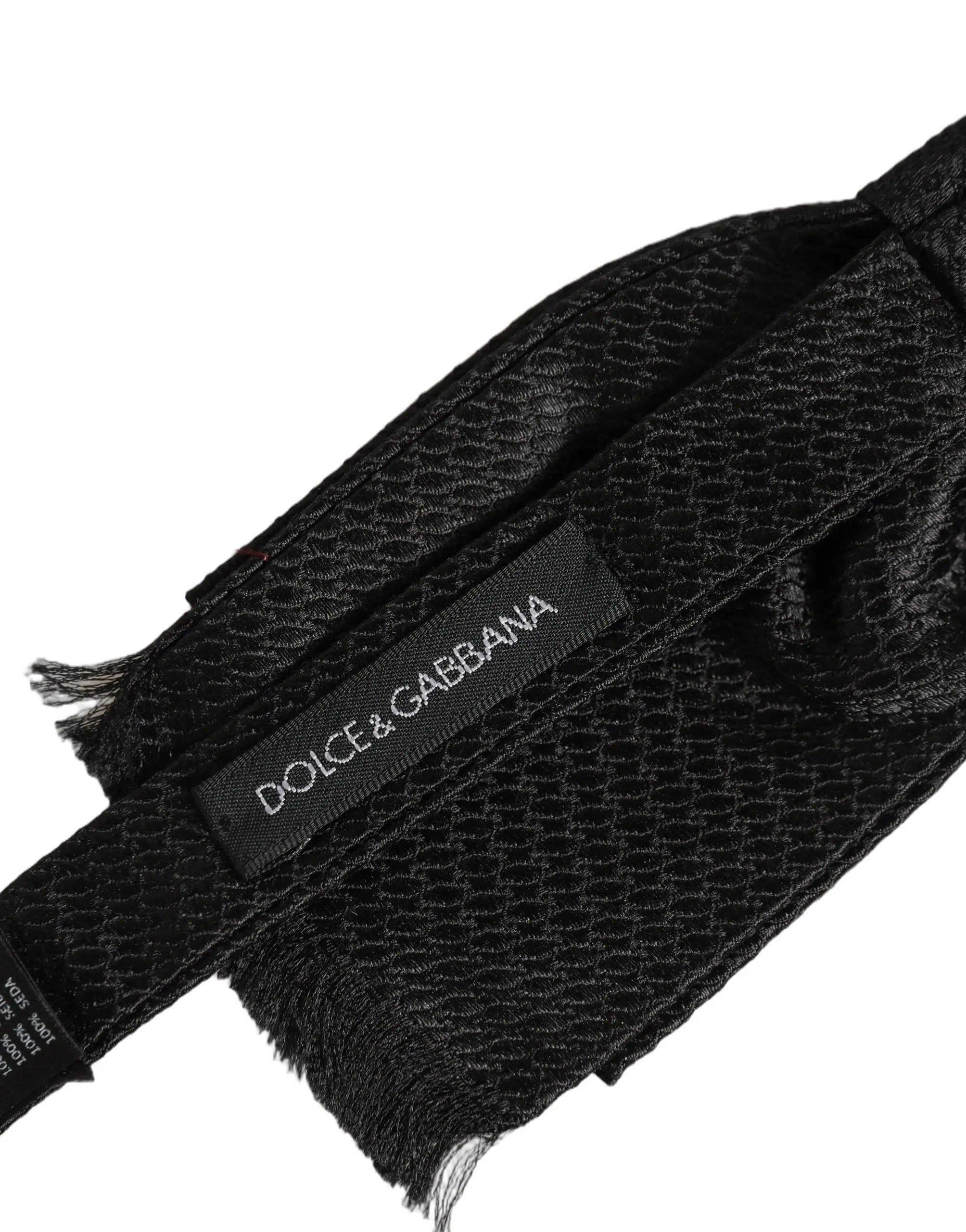 Dolce & Gabbana Homme Noir 100% Soie Nœud Papillon Réglable