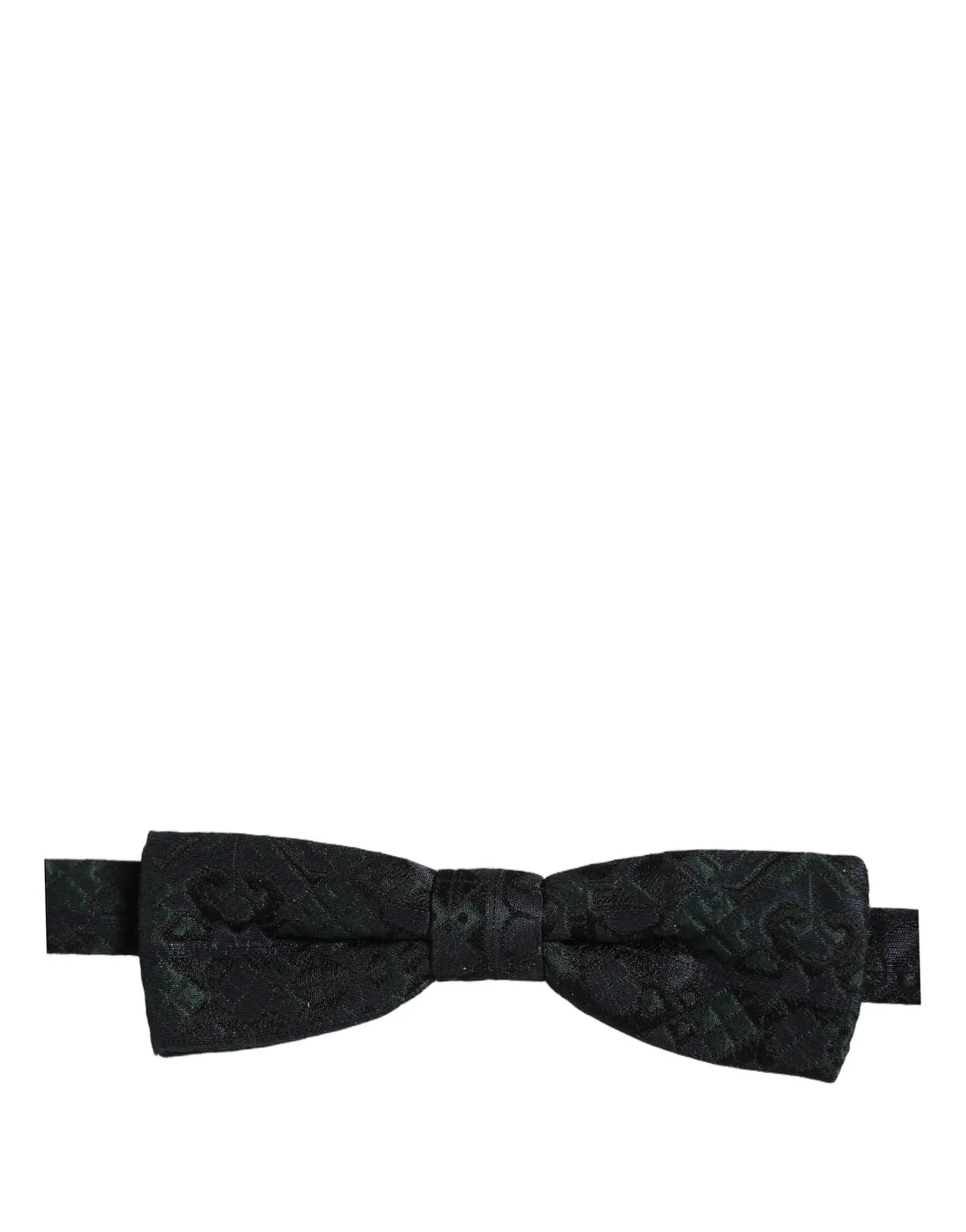 Nœud papillon réglable Dolce & Gabbana pour homme, noir et vert, motif cachemire