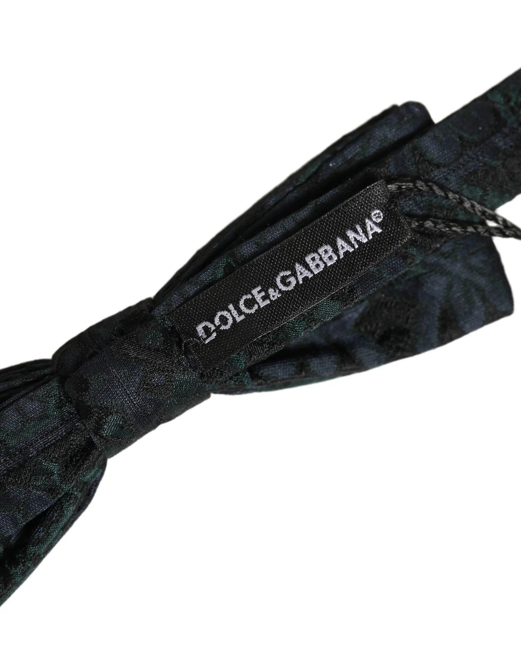 Dolce & Gabbana Men Black Green Paisley Adjustable Neck Papillon Bow Tie