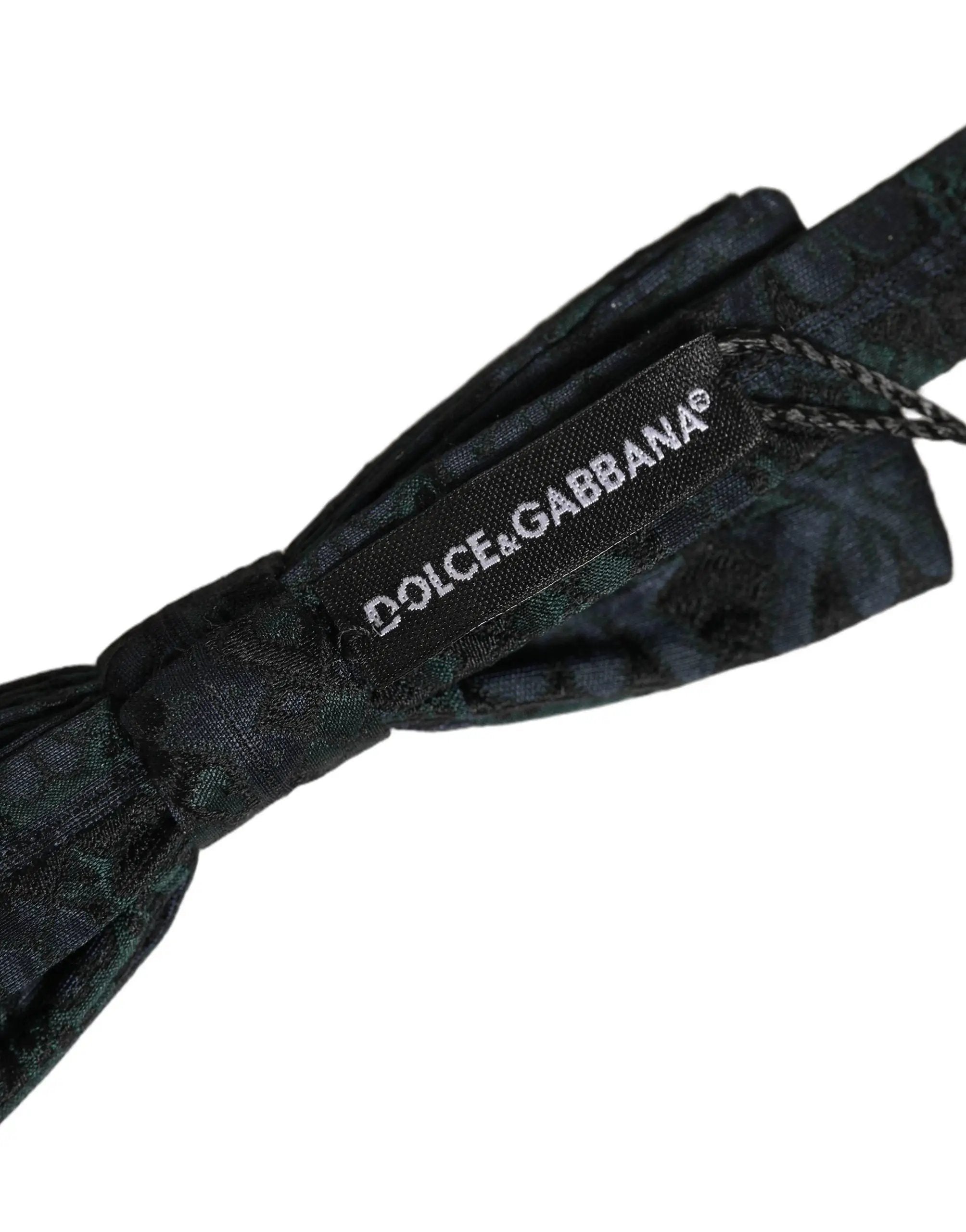 Nœud papillon réglable Dolce & Gabbana pour homme, noir et vert, motif cachemire