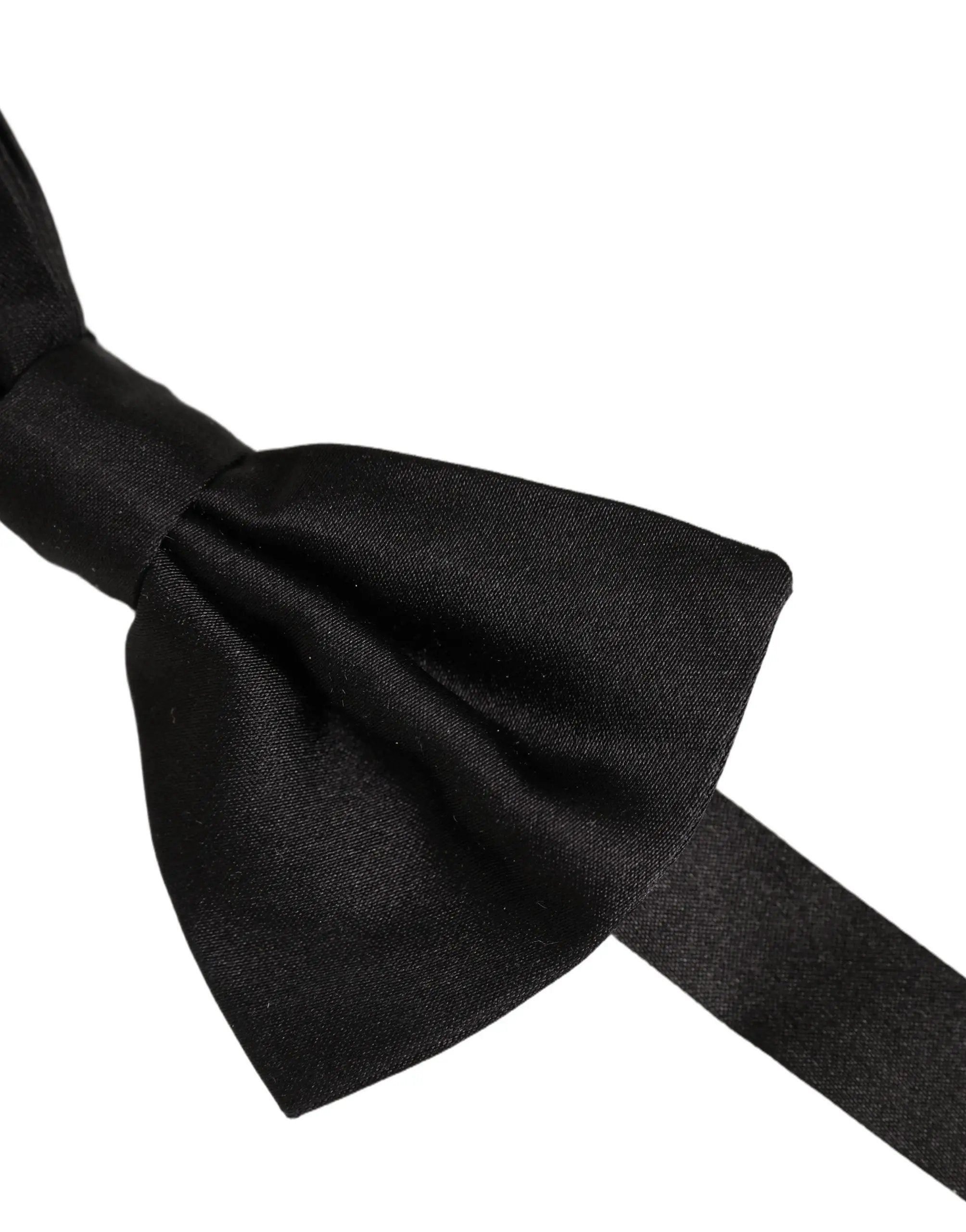 Dolce & Gabbana Men Black 100% Silk Adjustable Neck Papillon Bow Tie
