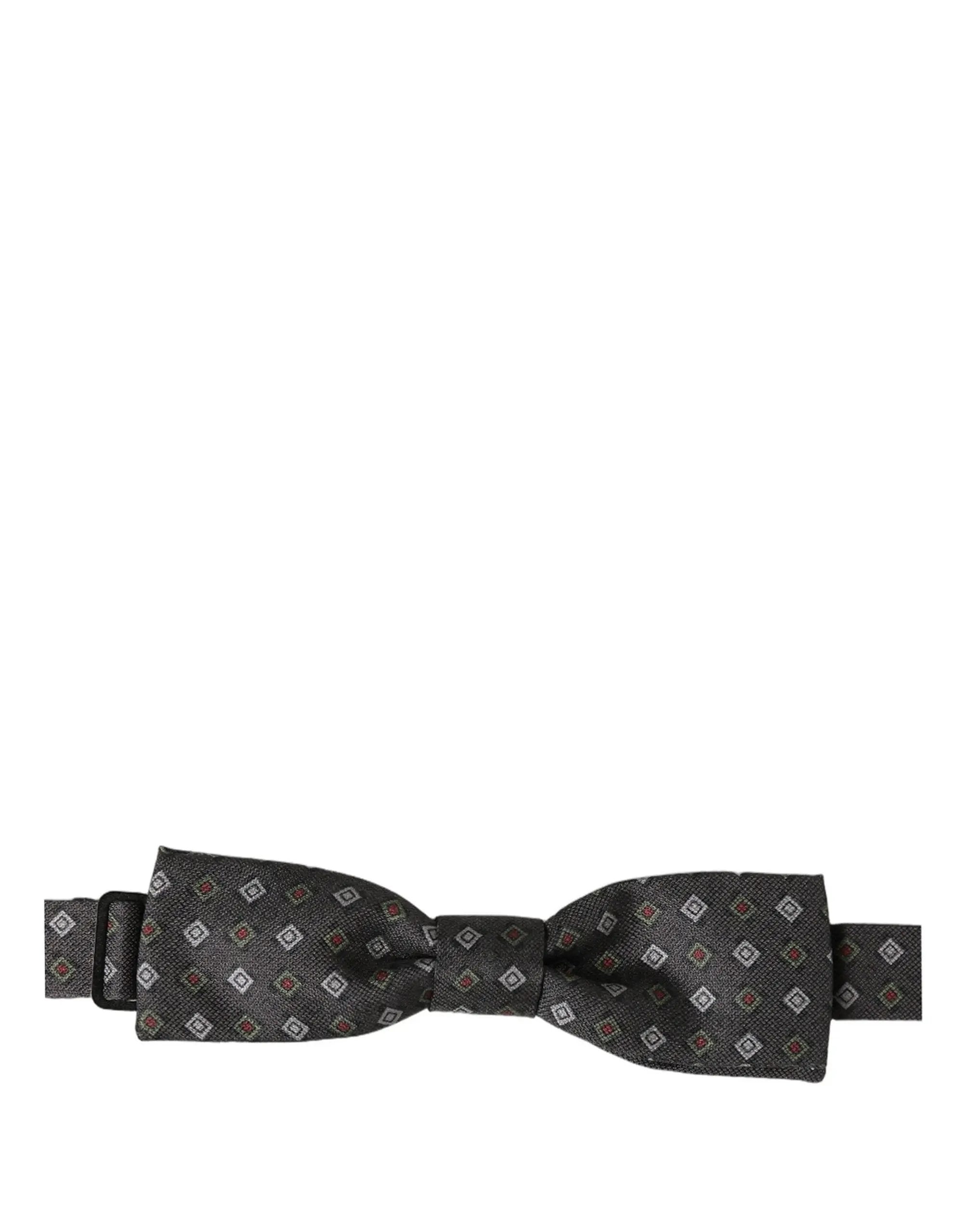 Dolce & Gabbana Men Dark Gray Geometric Adjustable Bow Tie
