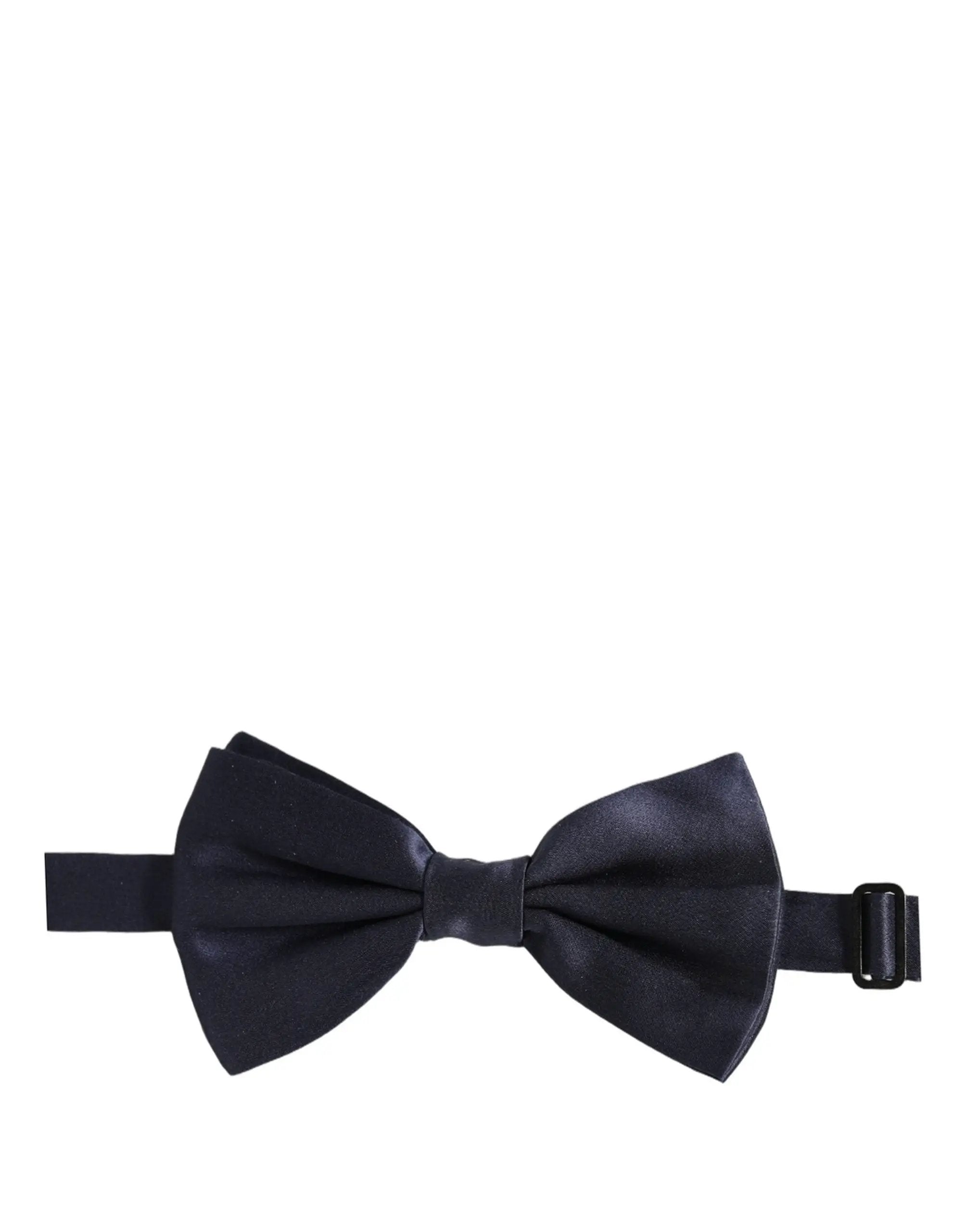 Dolce & Gabbana Dark Blue 100% Silk Adjustable Neck Papillon Bow Tie