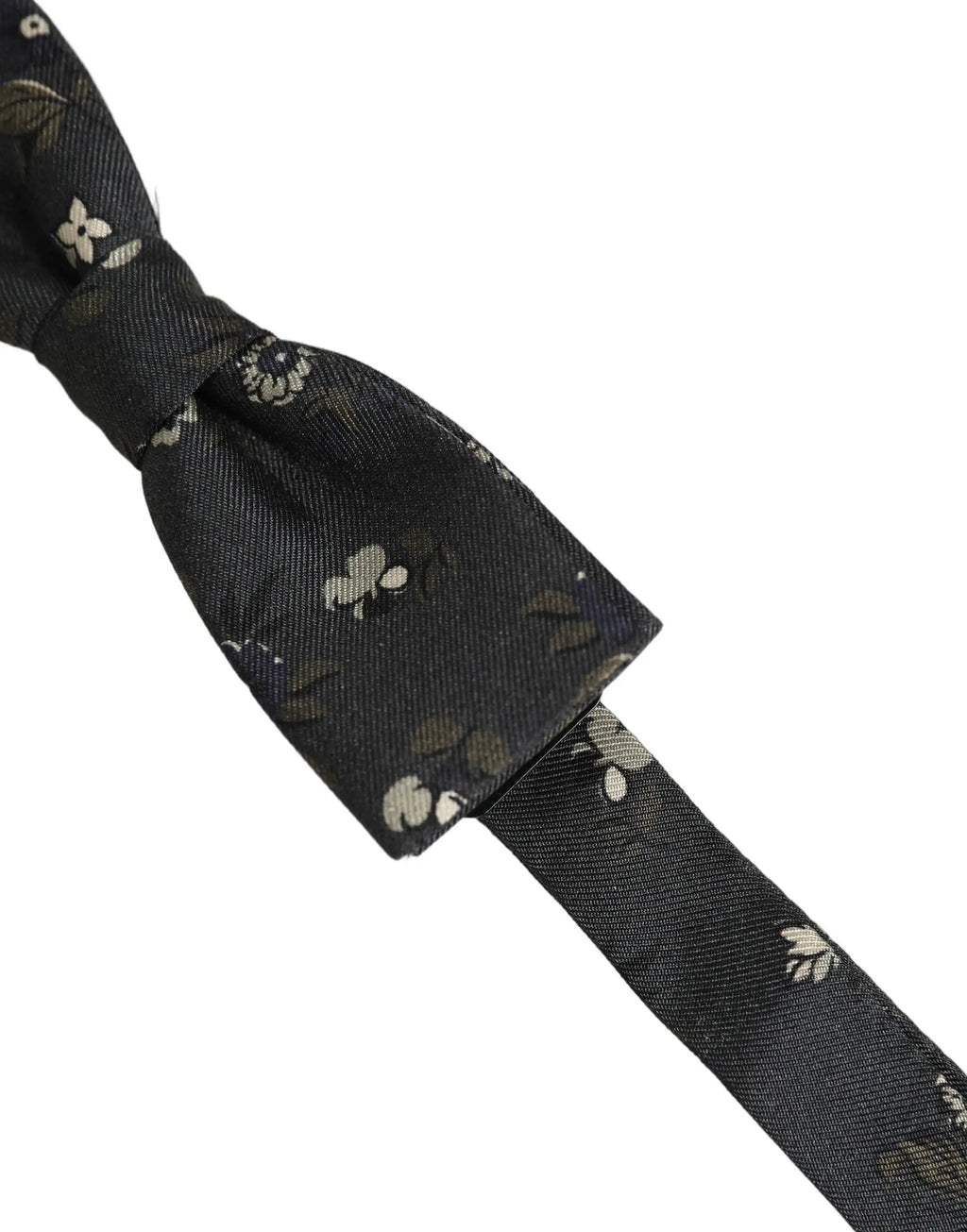 Dolce & Gabbana Men Black Floral Silk Adjustable Neck Papillon Bow Tie