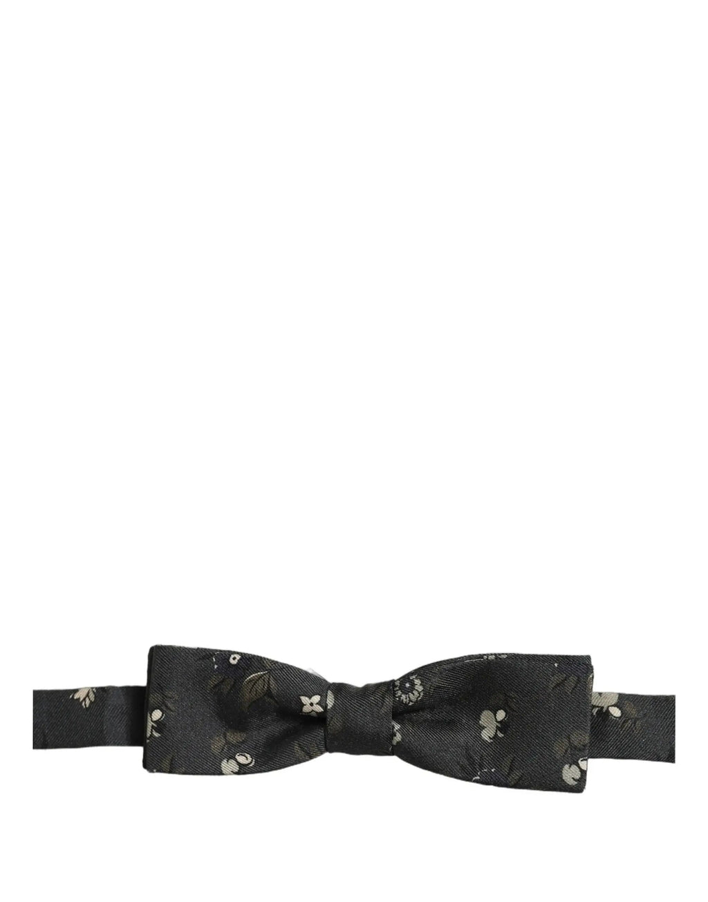 Dolce & Gabbana Men Black Floral Silk Adjustable Neck Papillon Bow Tie
