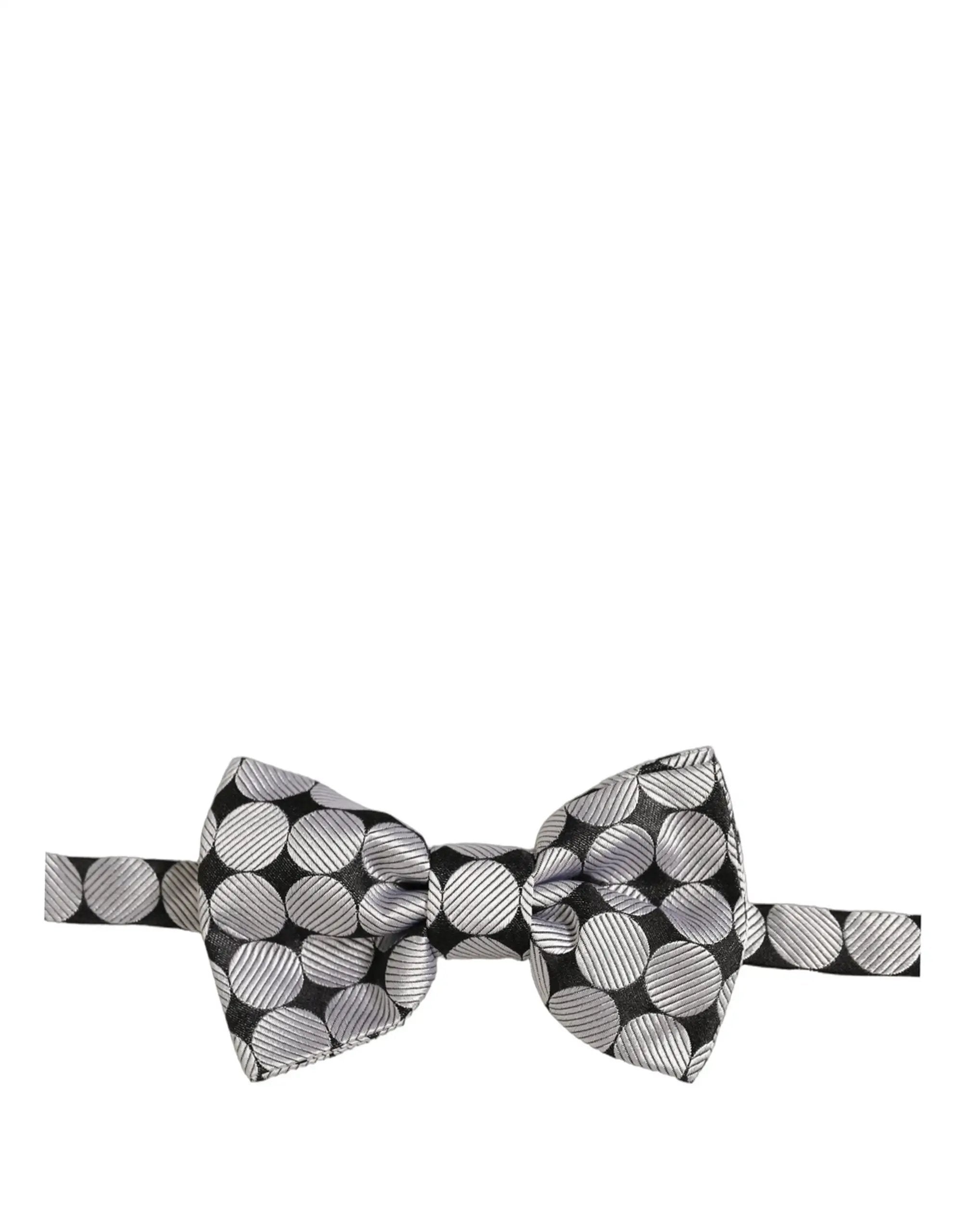 Dolce & Gabbana Homme Papillon Ajustable Cercles Noirs et Argentés