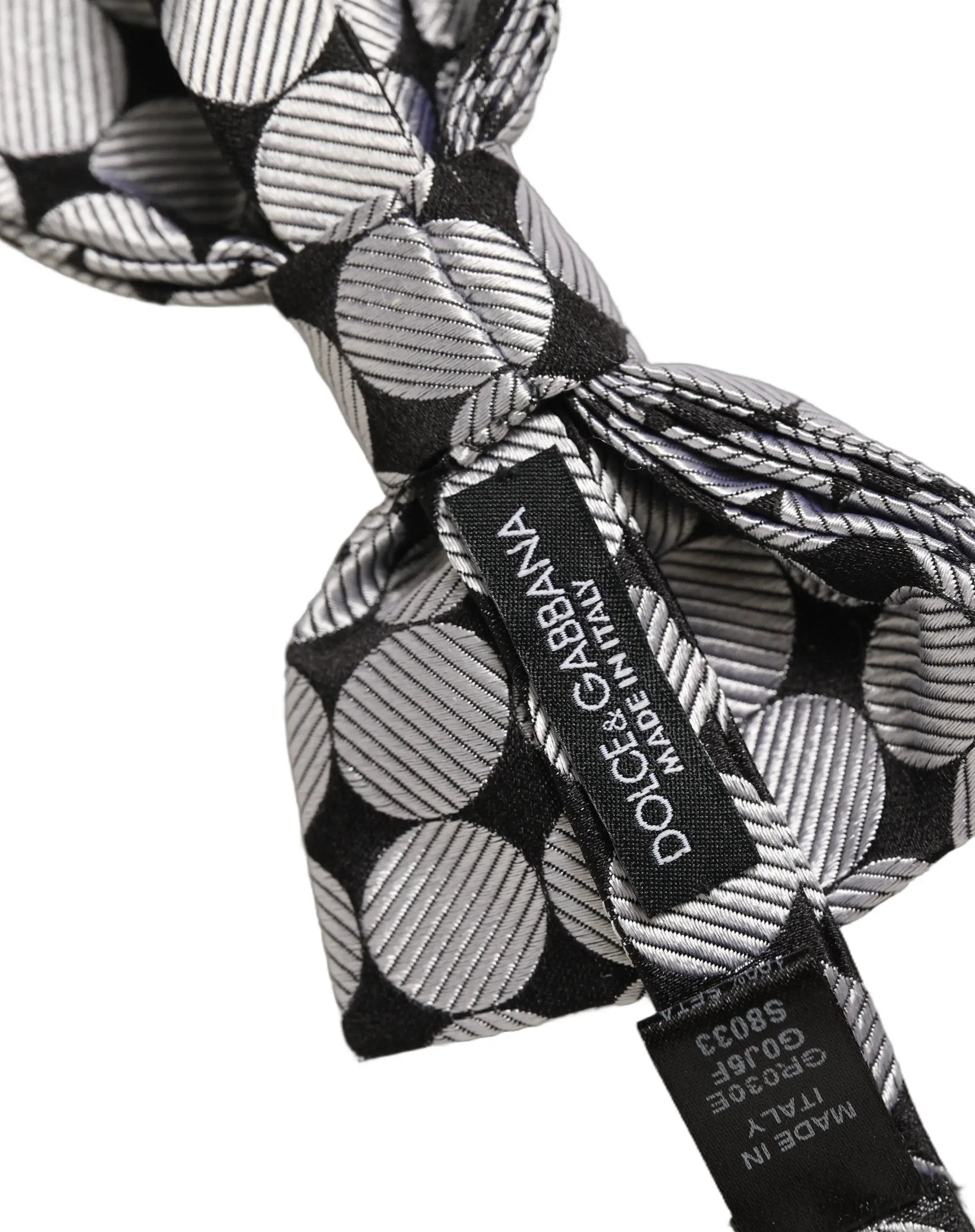 Dolce & Gabbana Homme Papillon Ajustable Cercles Noirs et Argentés