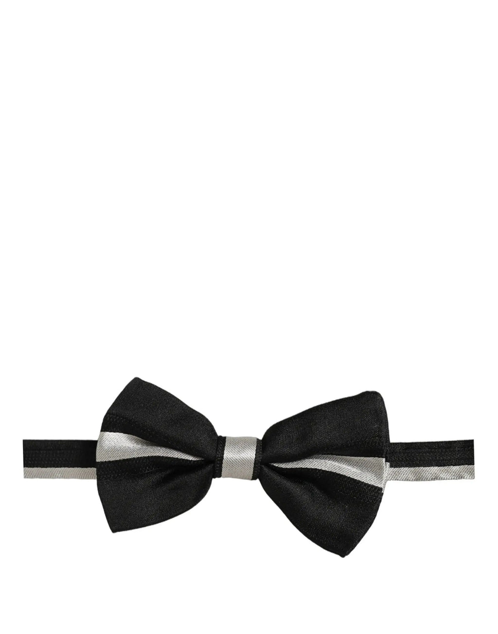 Dolce & Gabbana Black Silver 100% Silk Adjustable Neck Papillon Bow Tie