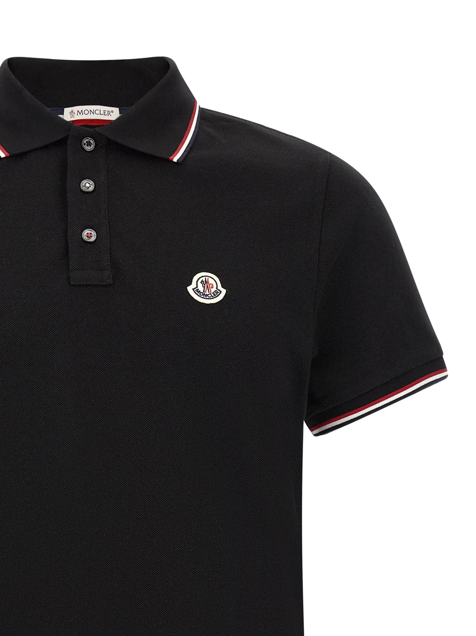 Moncler Black Cotton Polo Shirt
