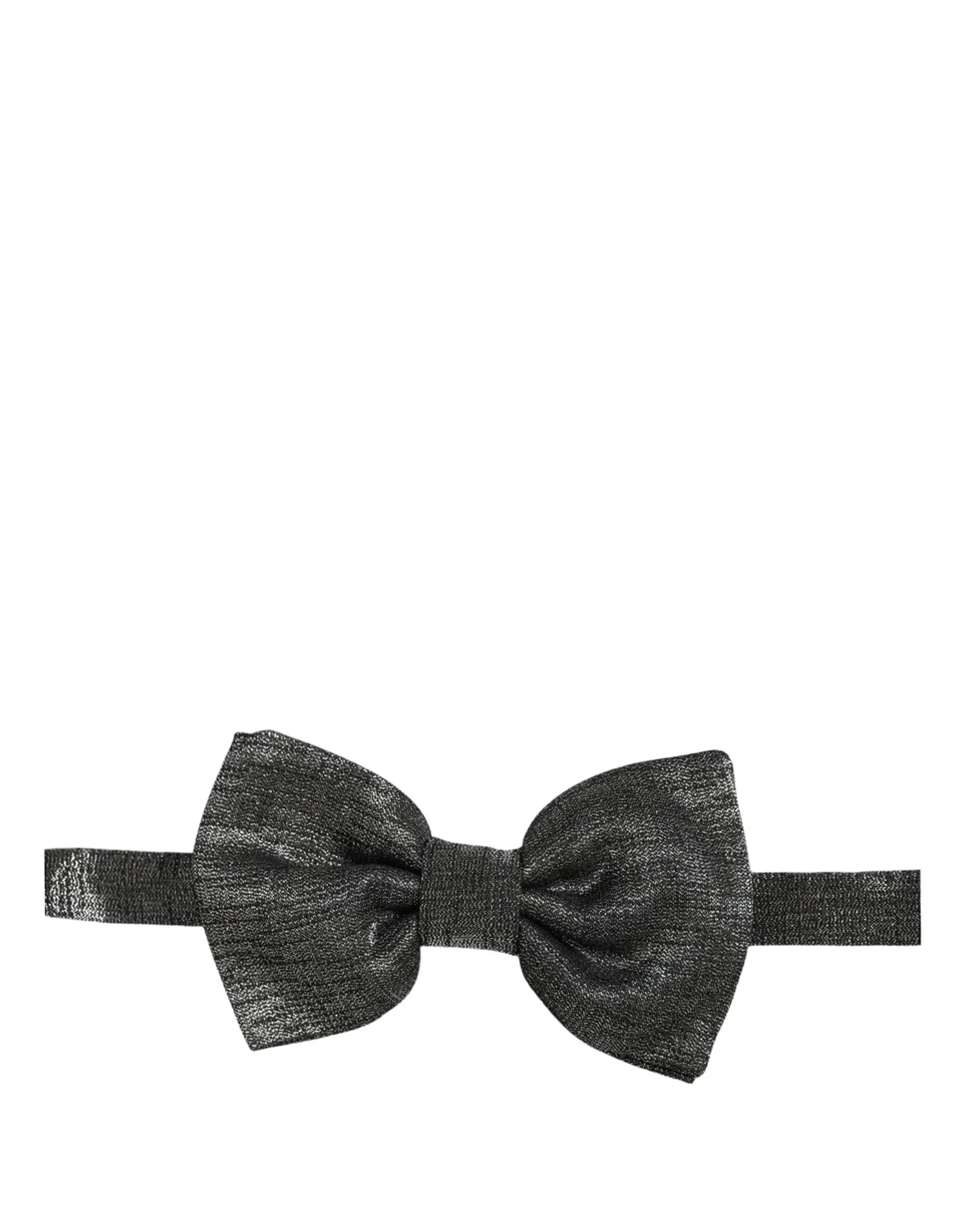 Dolce & Gabbana Homme Papillon Ajustable en Soie Noir Métallisé