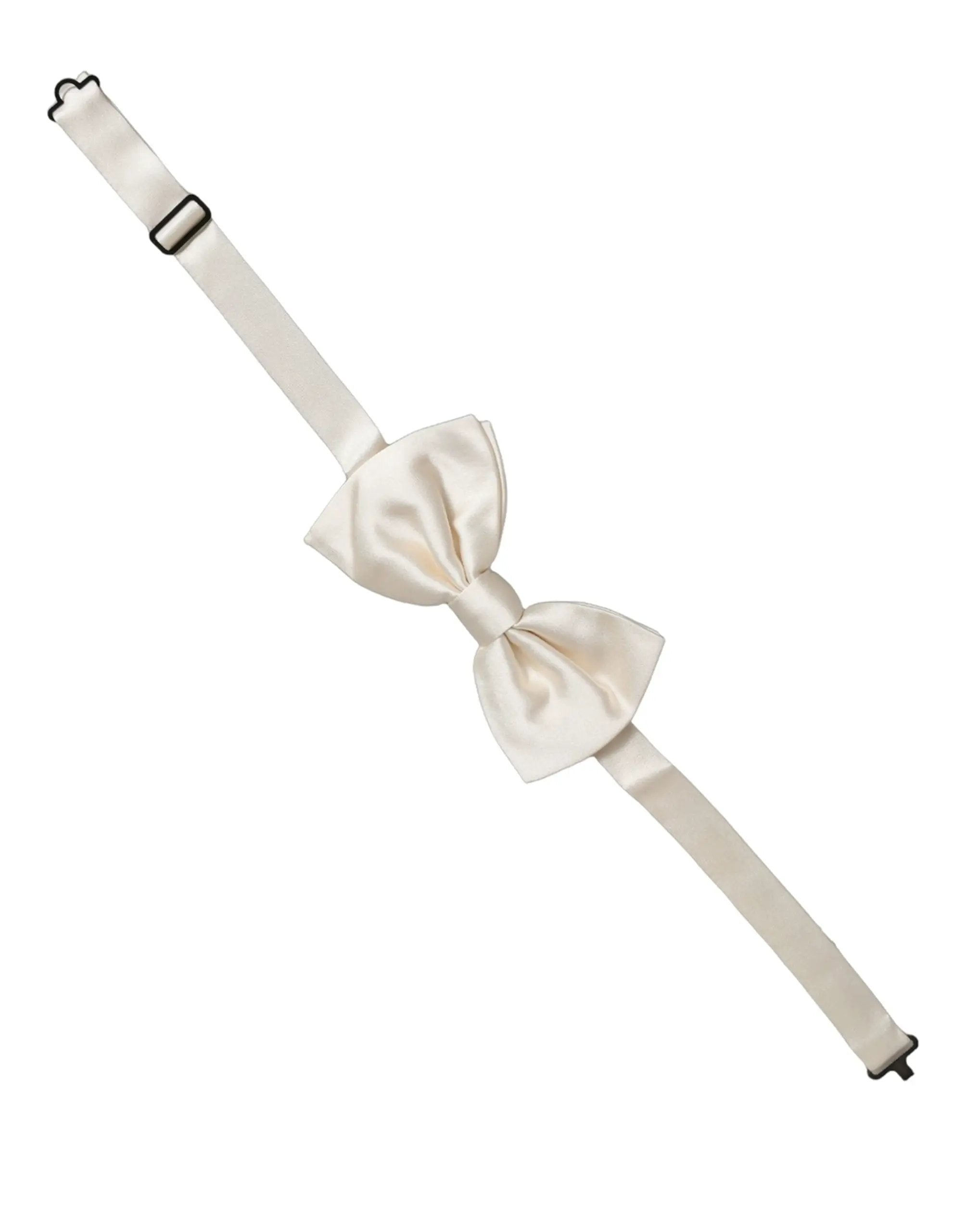 Dolce & Gabbana Homme Papillon Ajustable en Soie Blanche 100%