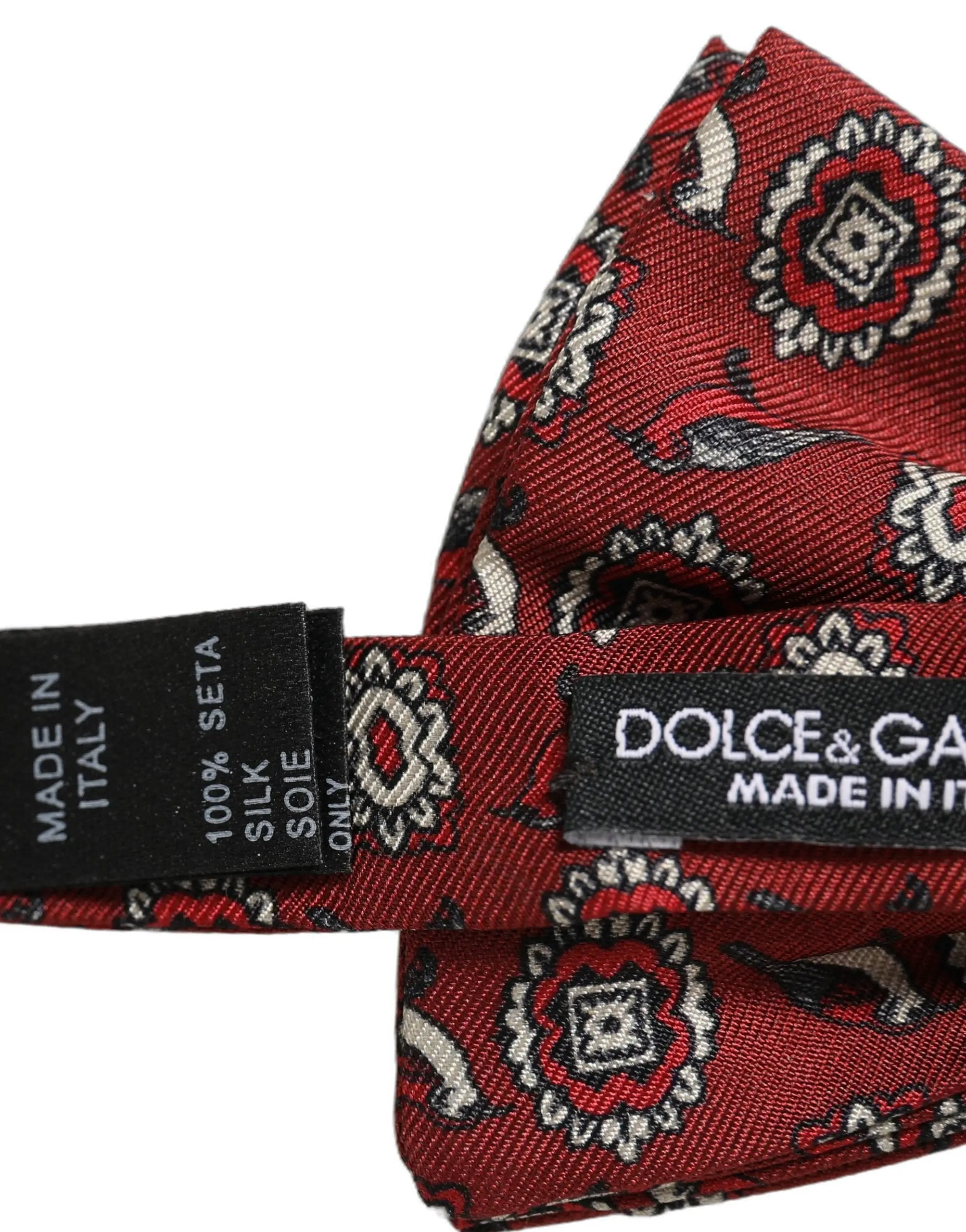 Nœud papillon Dolce & Gabbana pour homme, motif floral bordeaux, ajustable
