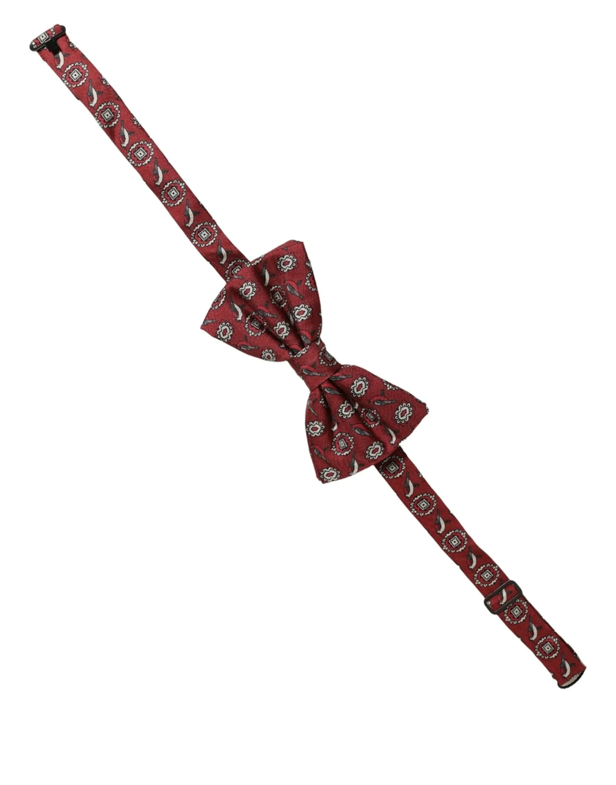 Nœud papillon Dolce & Gabbana pour homme, motif floral bordeaux, ajustable