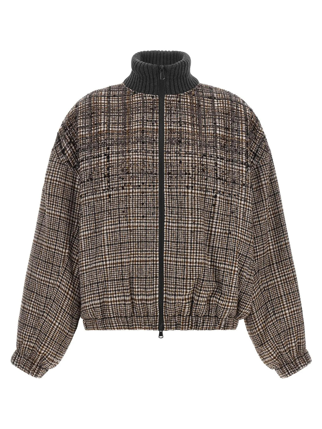Blouson aviateur Brunello Cucinelli marron en alpaga et cuir