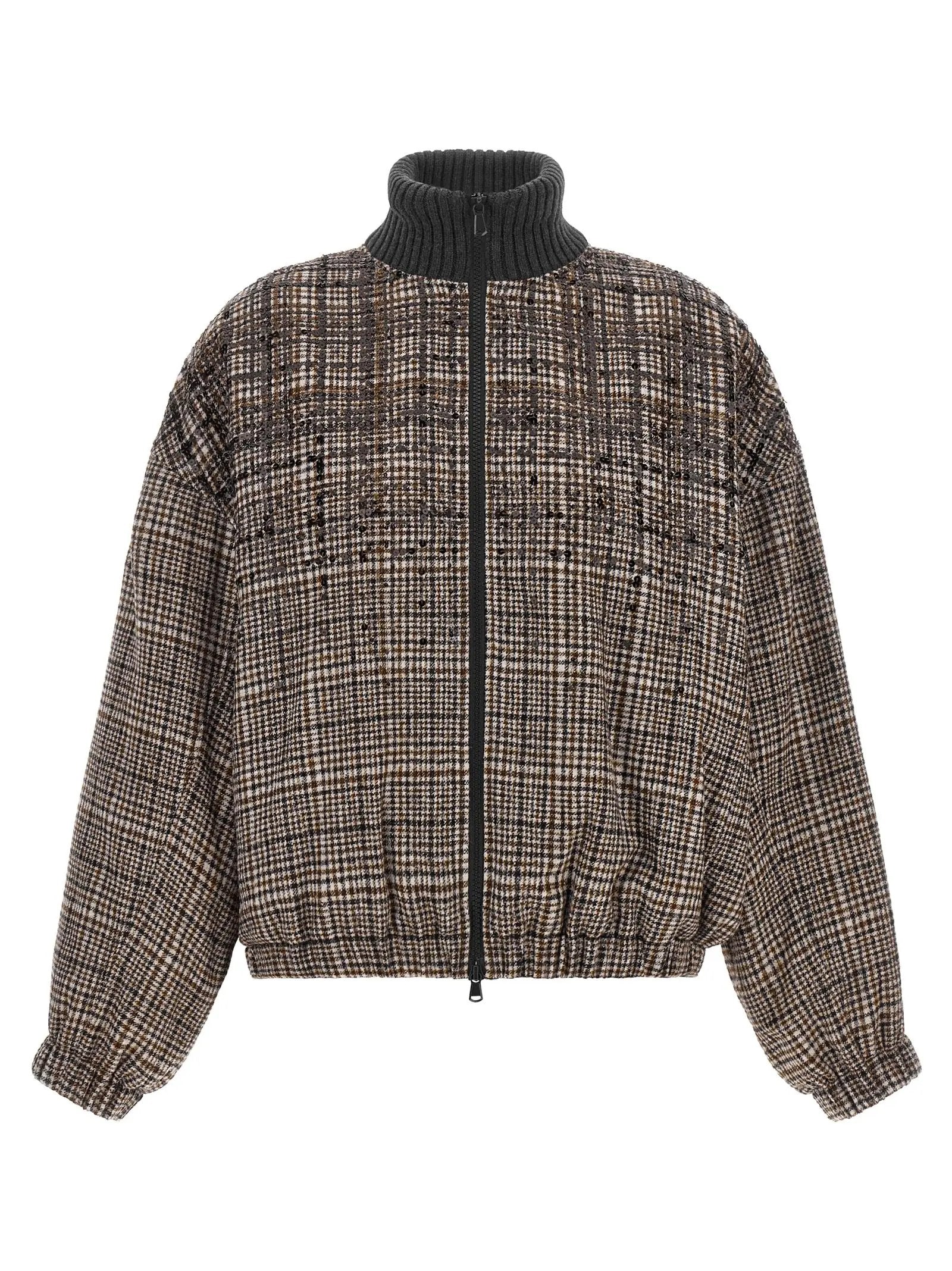 Blouson aviateur Brunello Cucinelli marron en alpaga et cuir