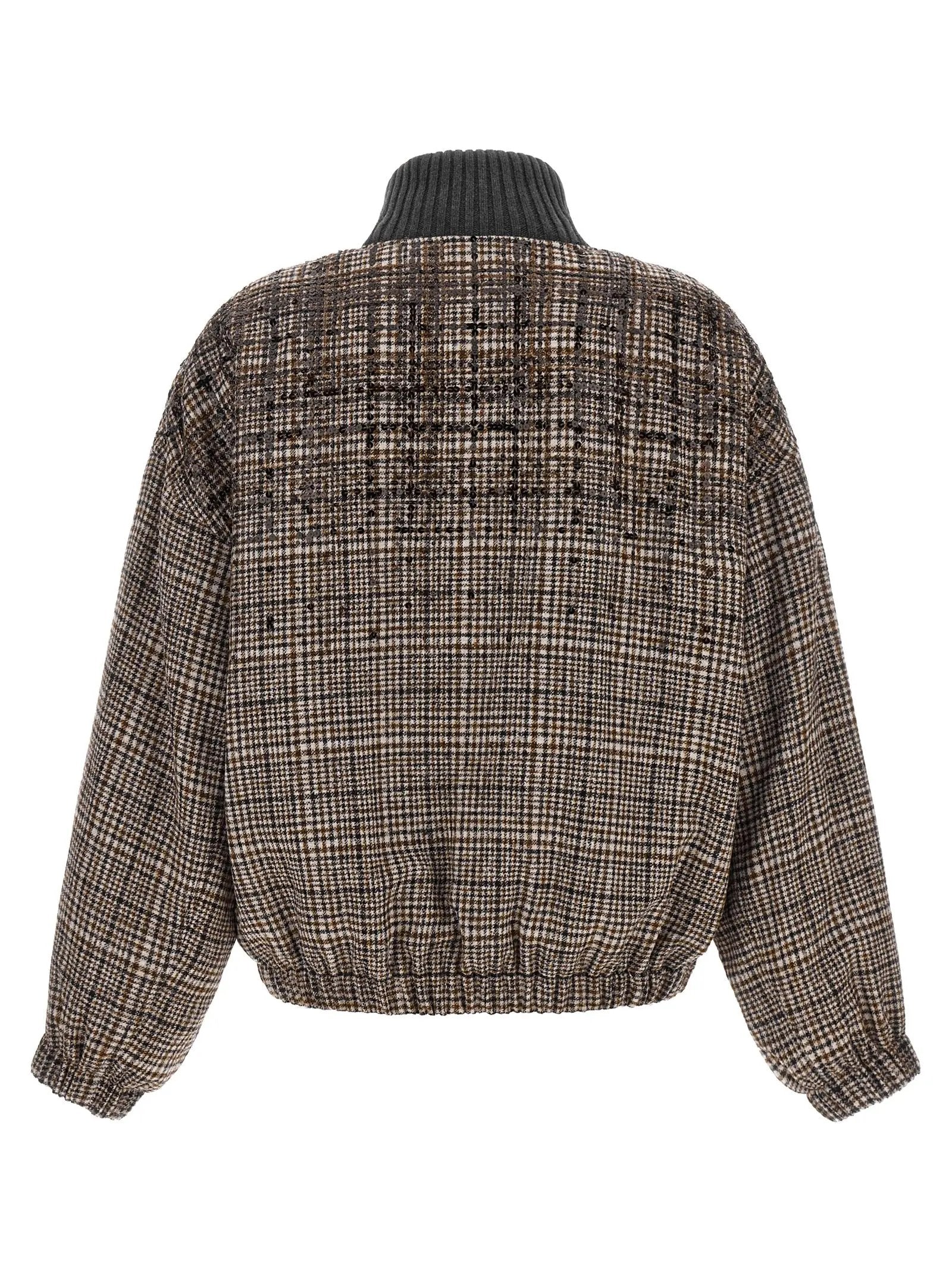 Blouson aviateur Brunello Cucinelli marron en alpaga et cuir