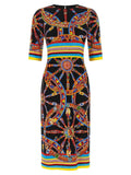 Dolce & Gabbana Multicolor Silk Midi Dress