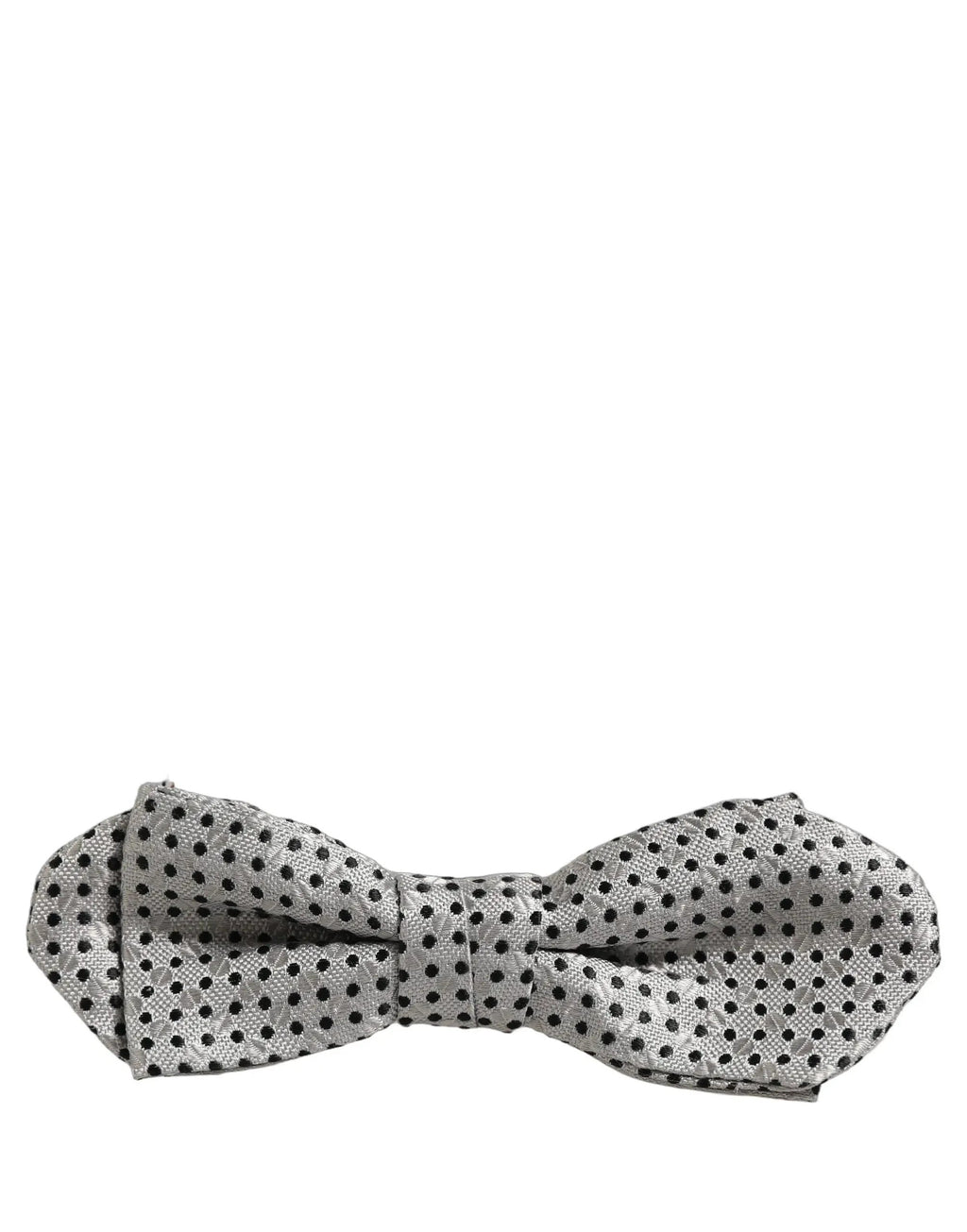 Dolce & Gabbana Men Silver Black Polka Dot Adjustable Neck Papillon Bow Tie