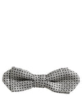 Dolce & Gabbana Men Silver Black Polka Dot Adjustable Neck Papillon Bow Tie