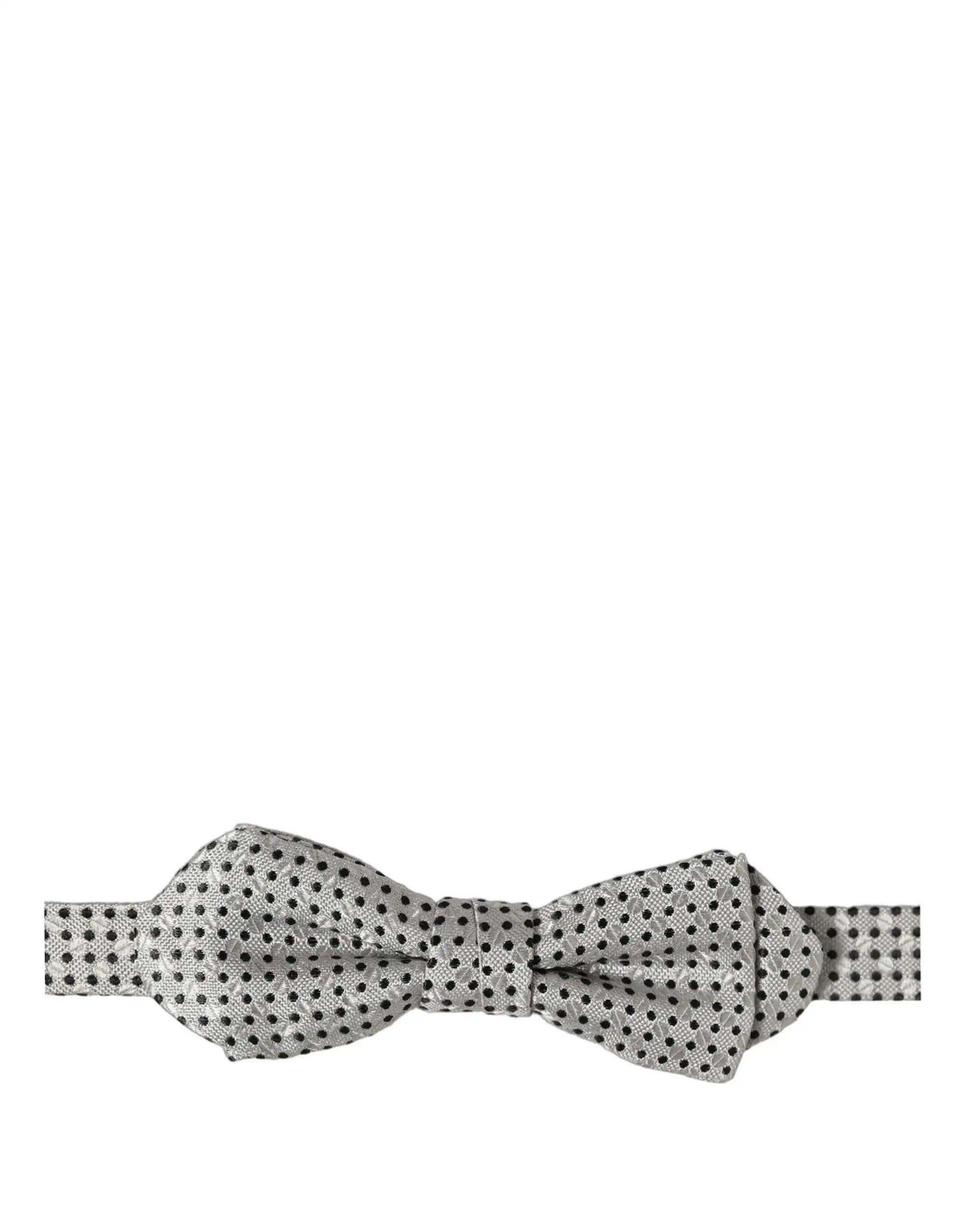 Nœud papillon Dolce & Gabbana pour homme, argent, noir, à pois, réglable