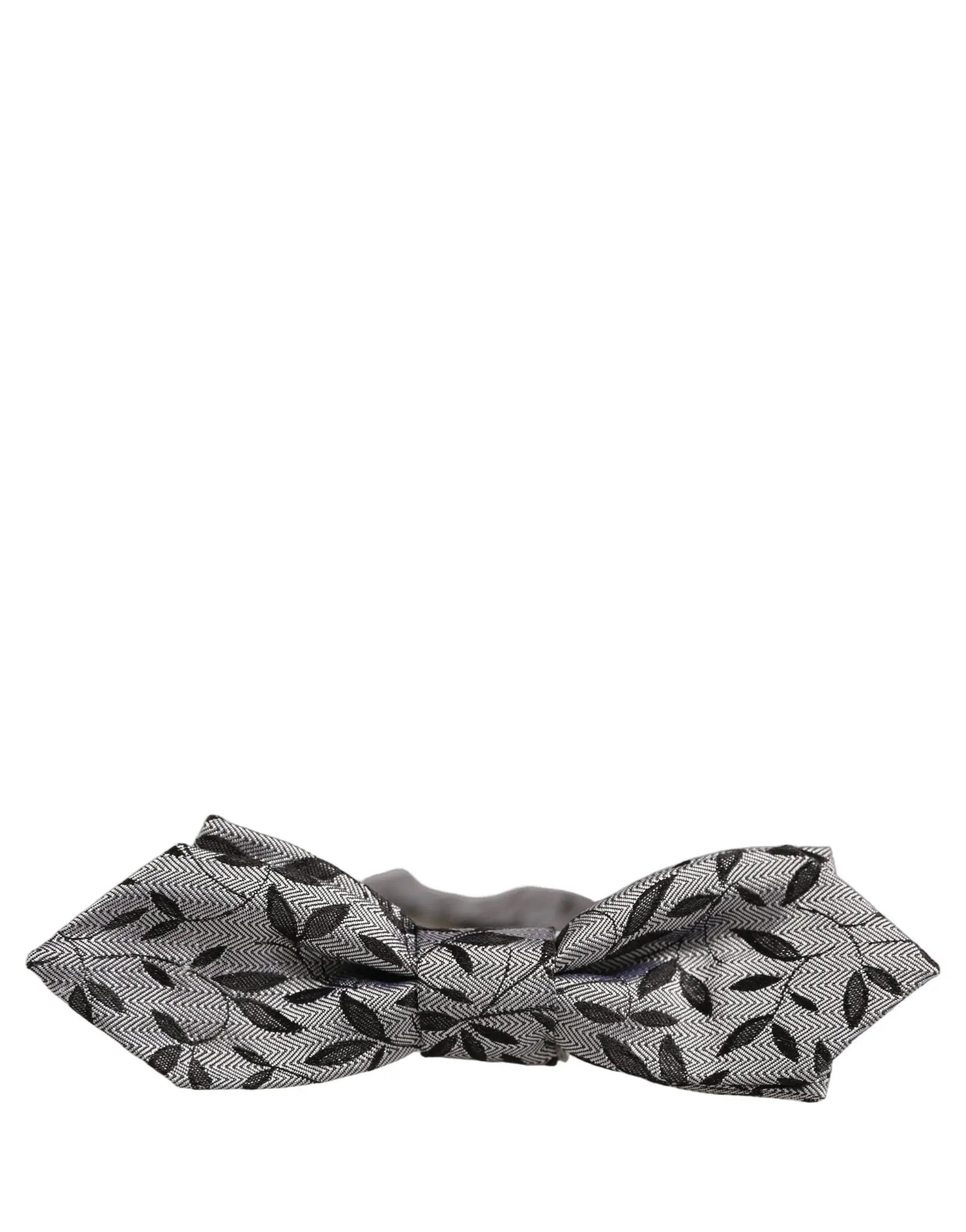 Nœud papillon Dolce & Gabbana en soie grise abstraite, ajustable