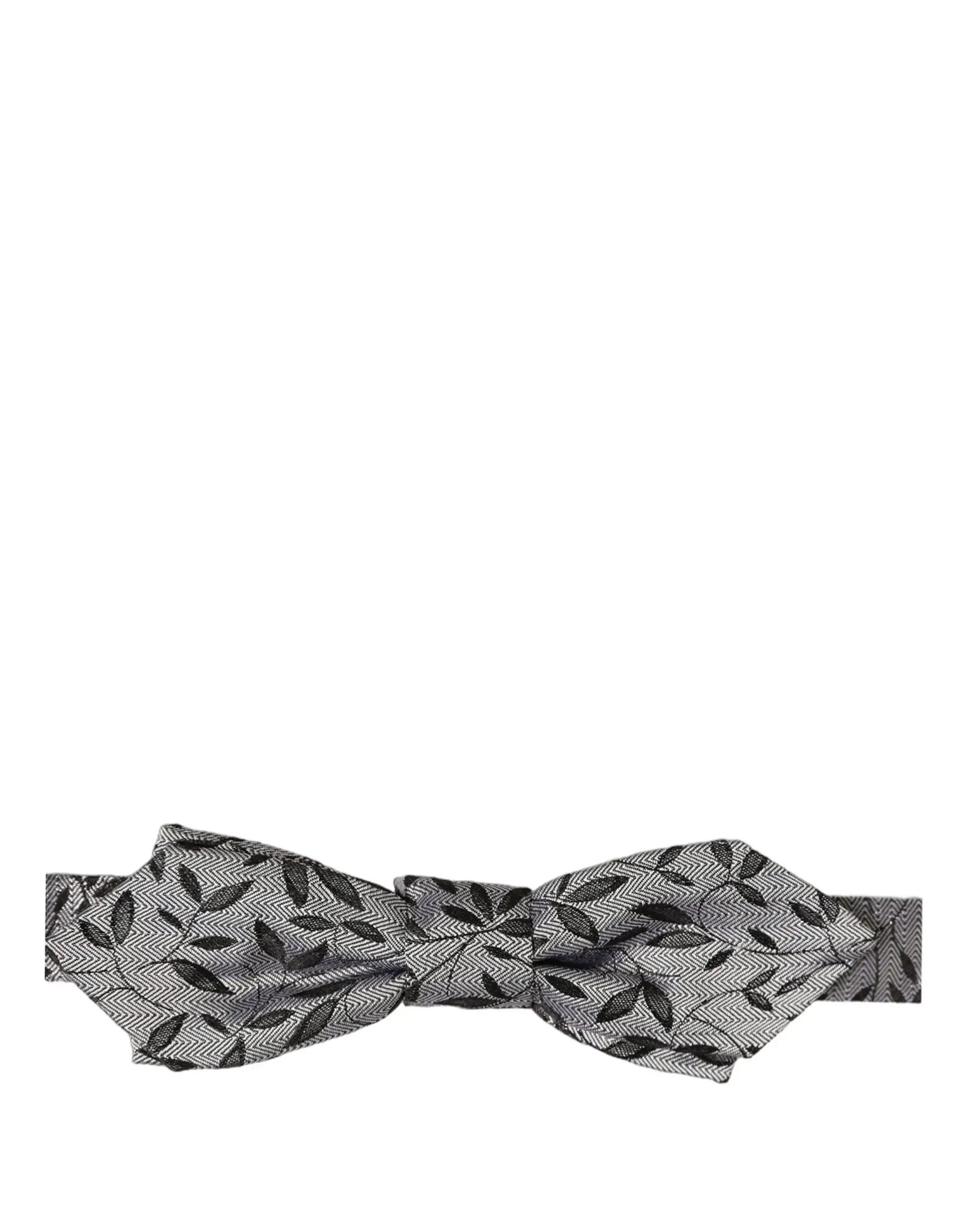 Nœud papillon Dolce & Gabbana en soie grise abstraite, ajustable