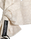 Nœud papillon papillon réglable en soie jacquard blanche Dolce & Gabbana pour homme