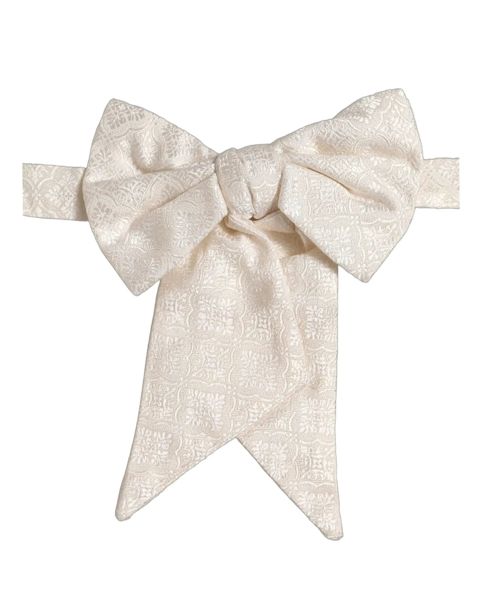 Nœud papillon papillon réglable en soie jacquard blanche Dolce & Gabbana pour homme