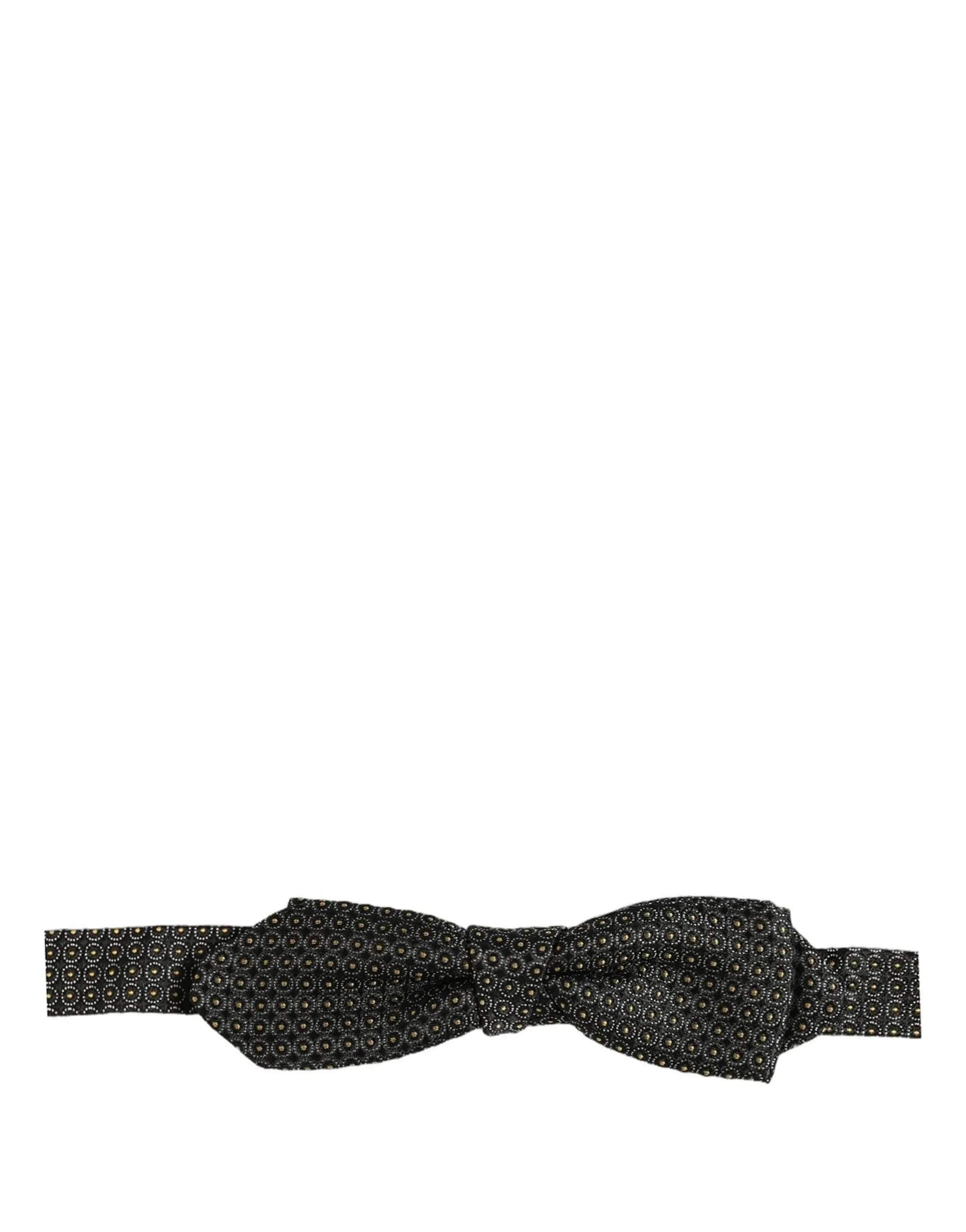 Dolce & Gabbana Homme Nœud Papillon Réglable en Soie Noire à Pois