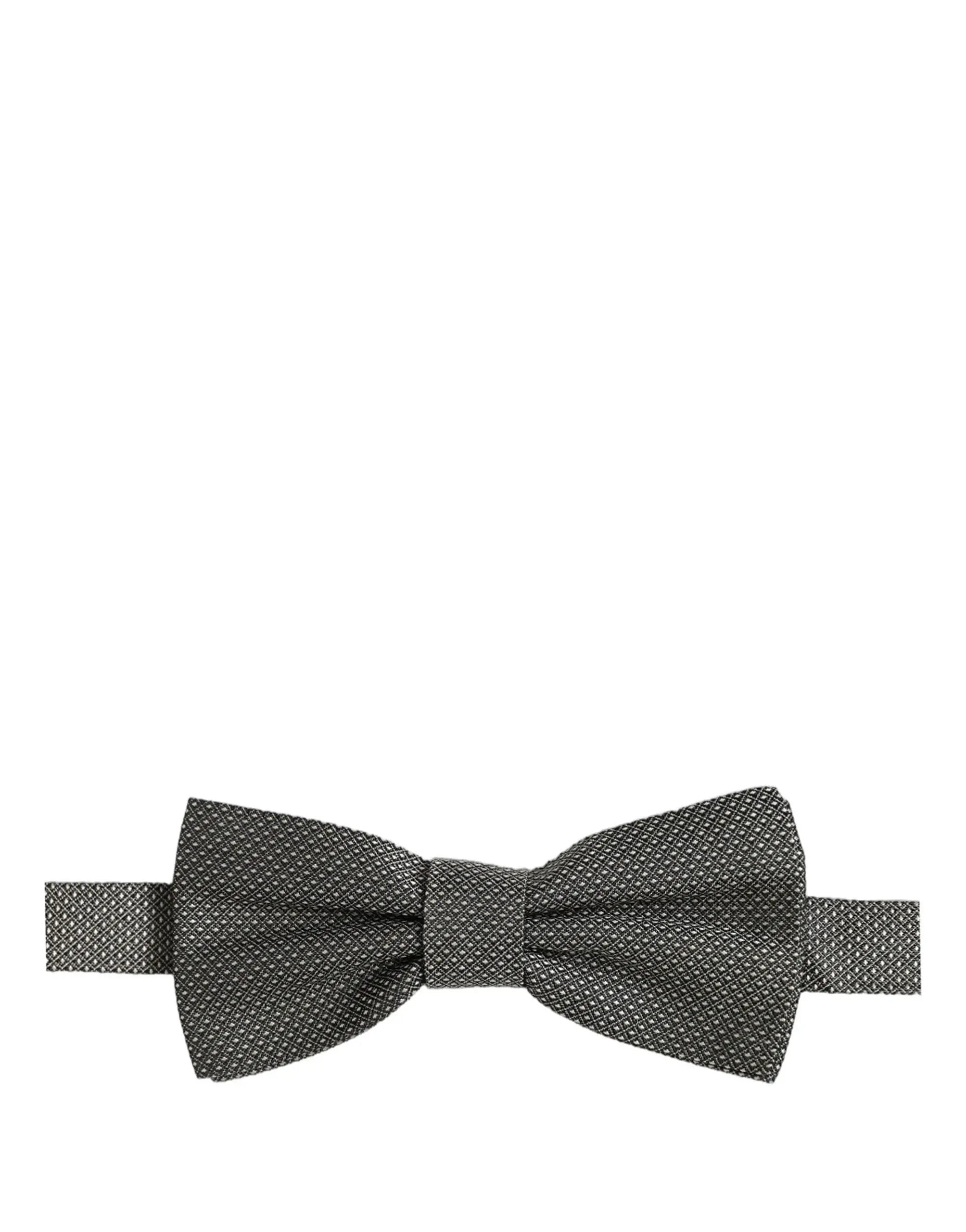 Nœud papillon papillon réglable Dolce & Gabbana pour homme, en soie grise à motifs