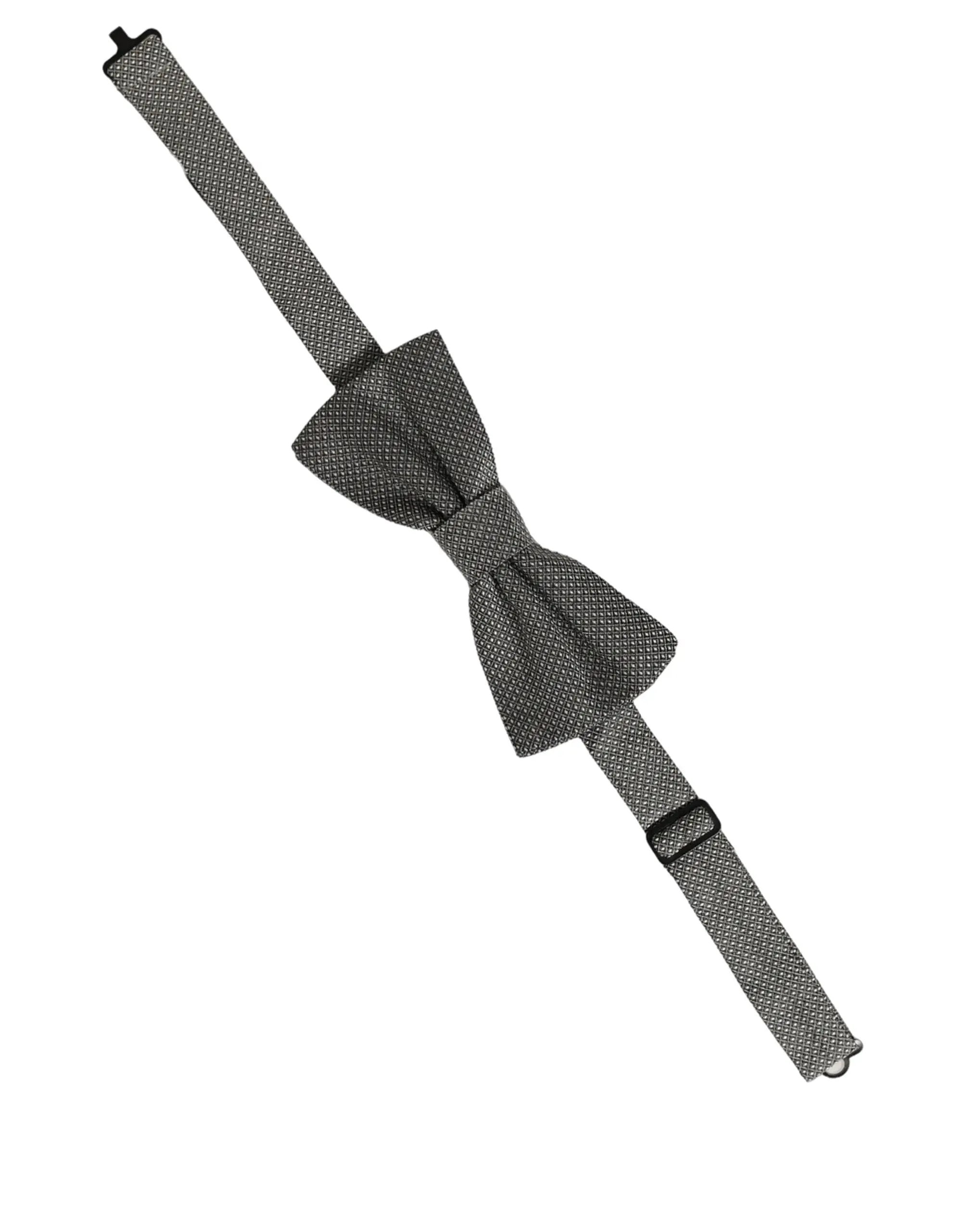 Nœud papillon papillon réglable Dolce & Gabbana pour homme, en soie grise à motifs