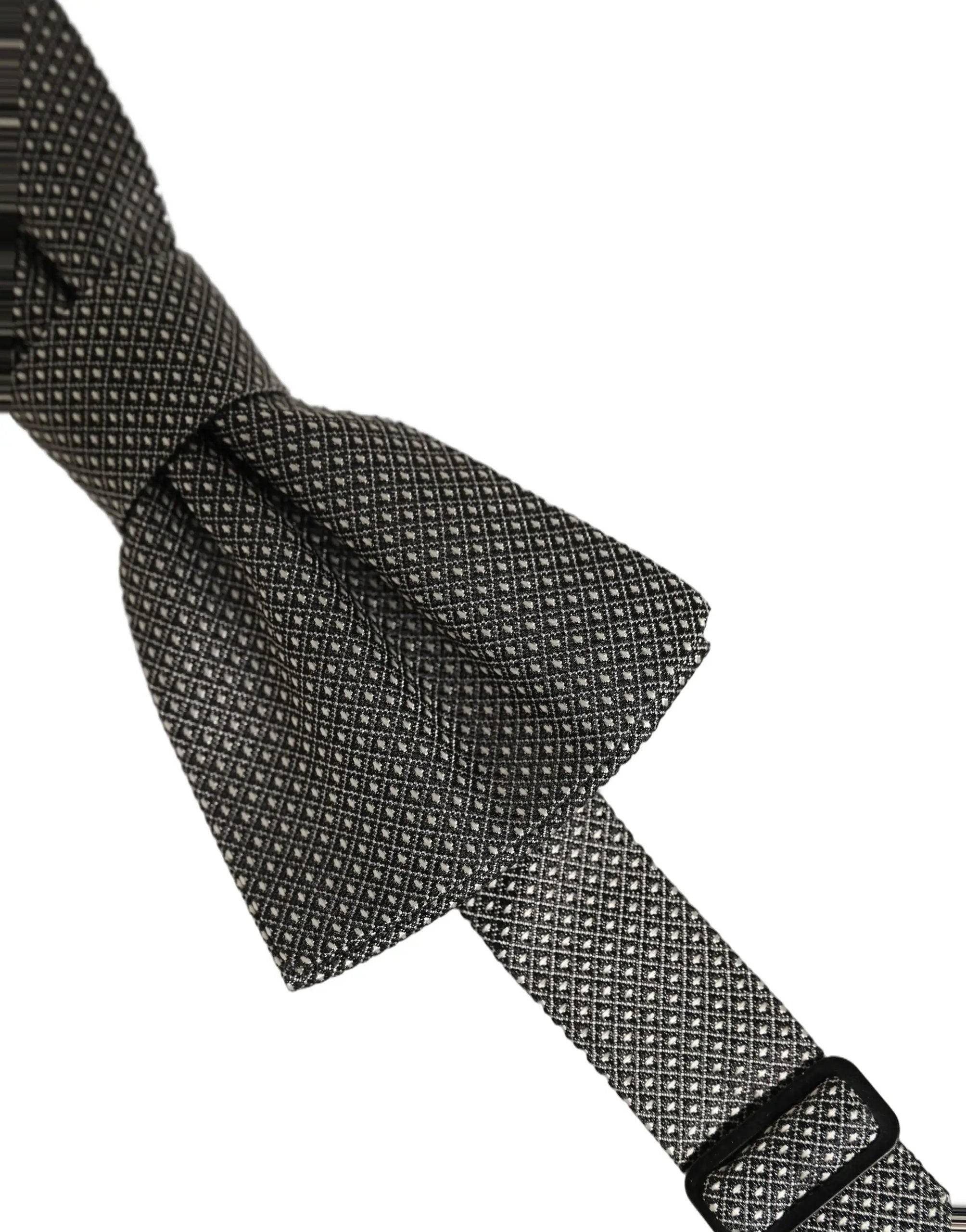 Nœud papillon papillon réglable Dolce & Gabbana pour homme, en soie grise à motifs