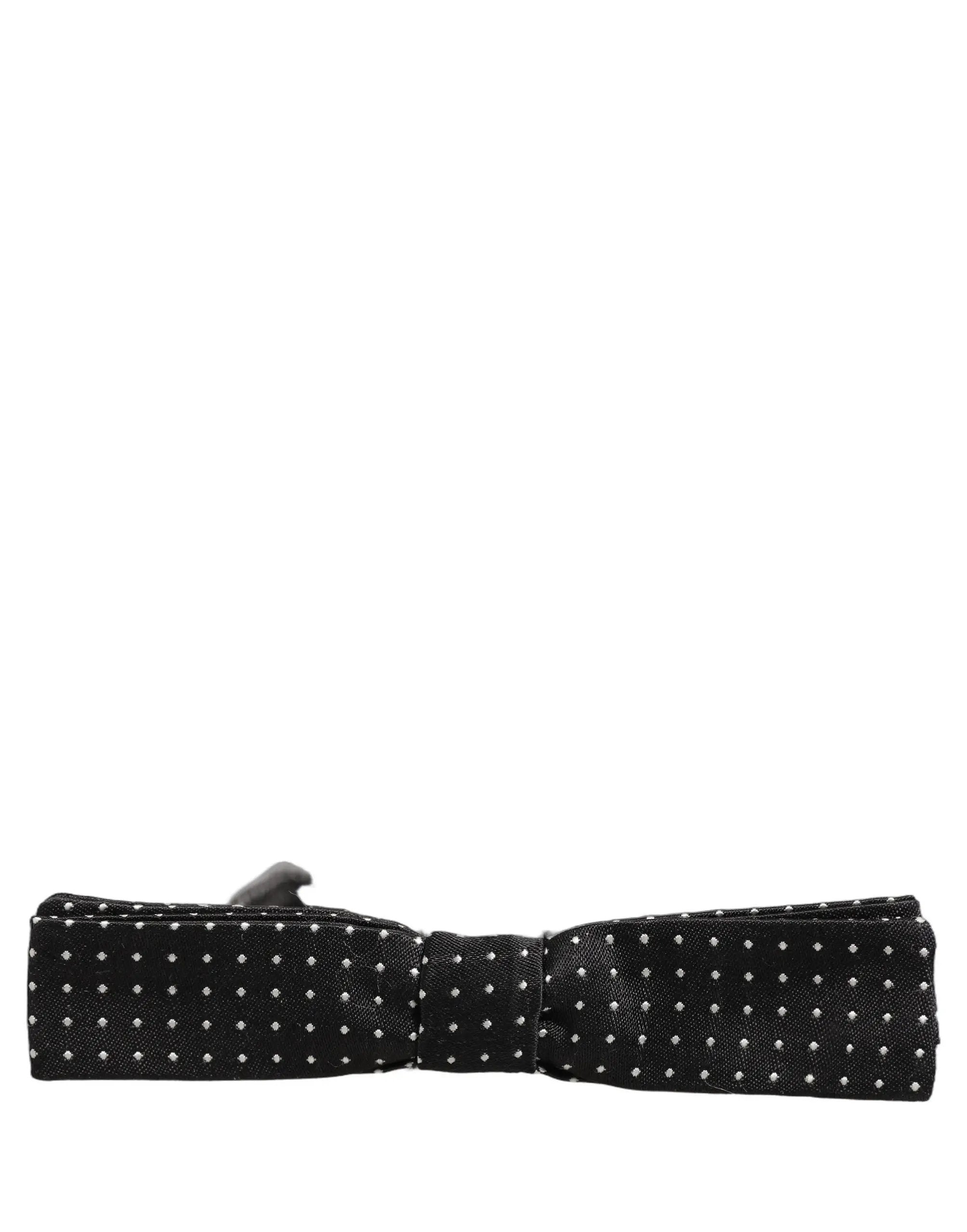 Nœud papillon Dolce &amp; Gabbana à pois noirs et blancs, ajustable.
