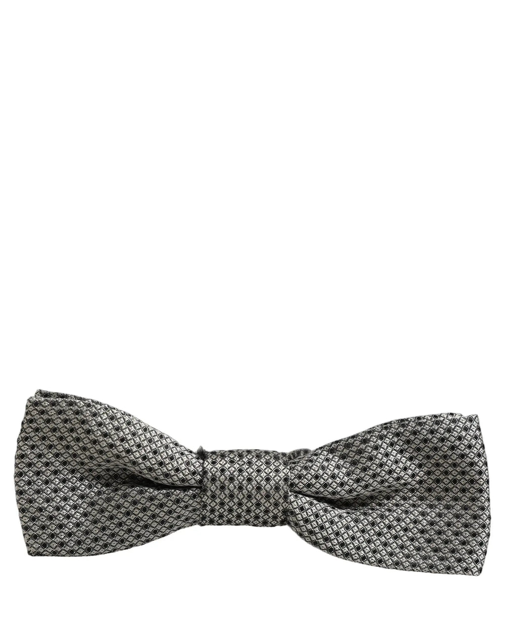 Dolce & Gabbana Men Gray Silk Patterned Adjustable Neck Papillon Bow Tie